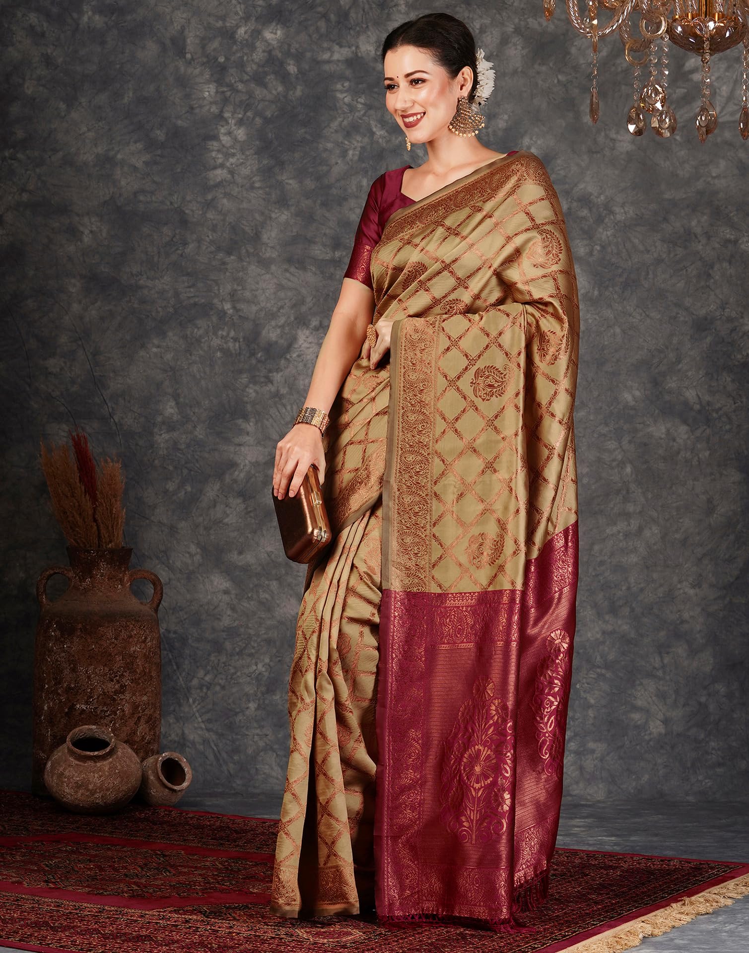 SIRIL Women's Banarasi Jacquard Silk Saree - Image 3
