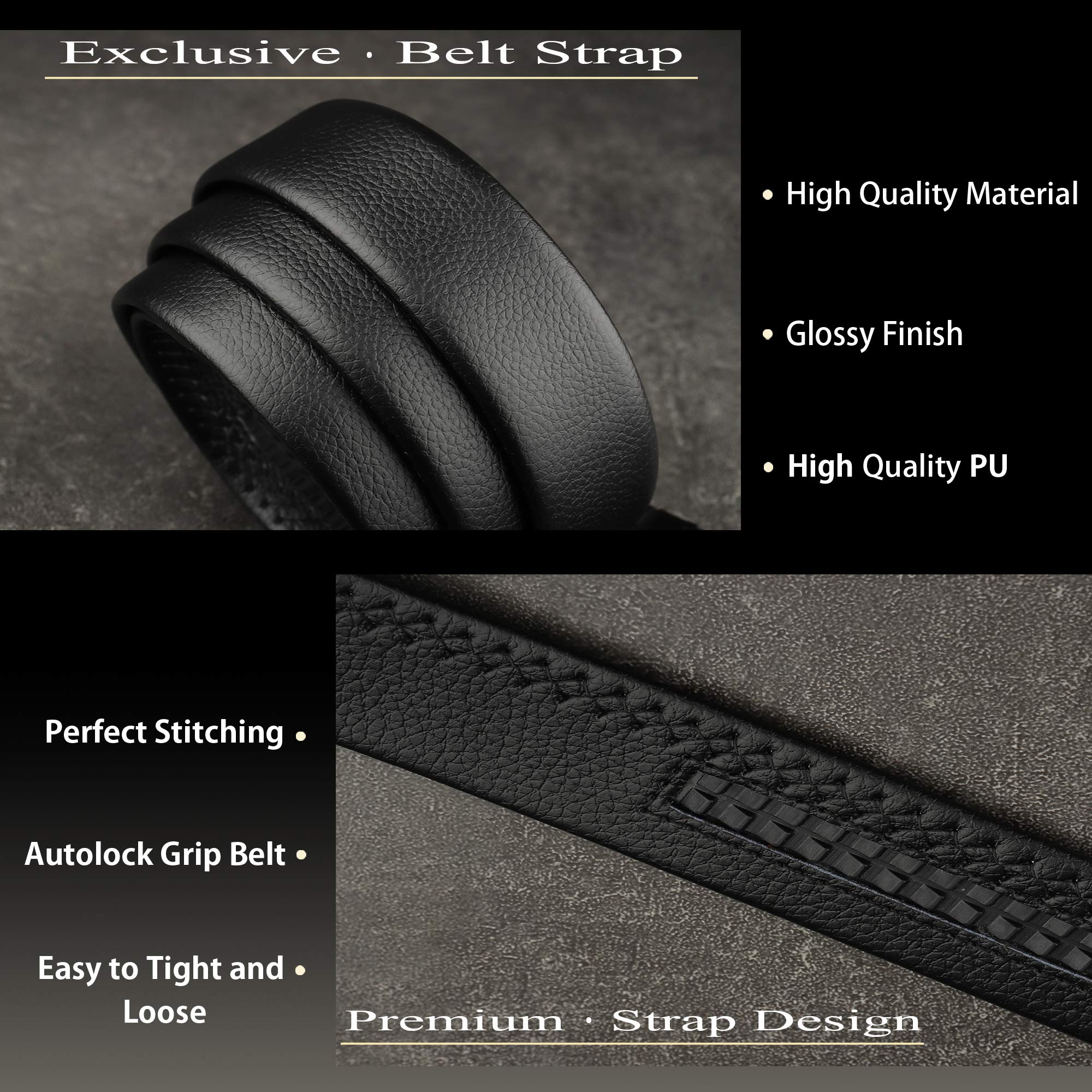 ZORO Mens PU Leather Belt - Black - Image 4