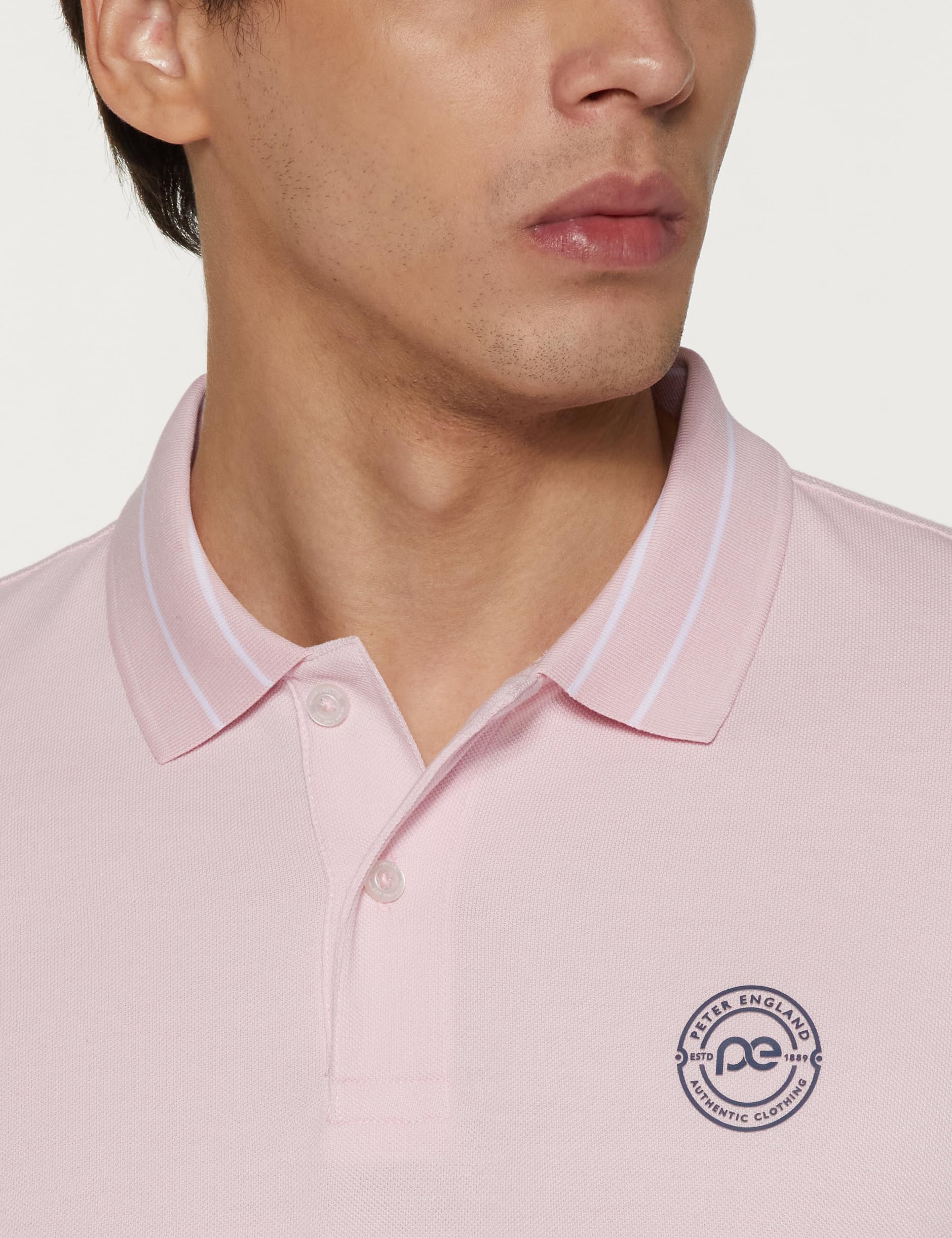 Peter England Men's Pink Polo T-Shirt - Image 3