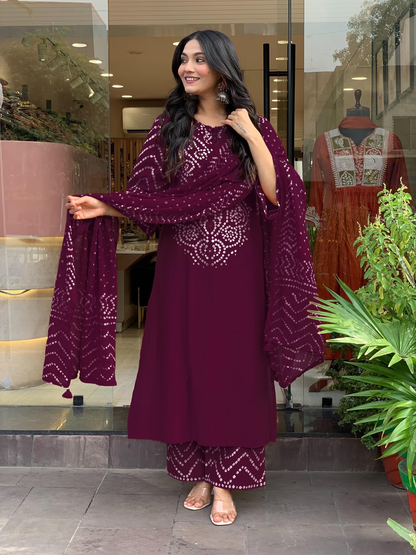 GoSriKi Bandhej Printed Kurta Pant Set for Women - Image 5