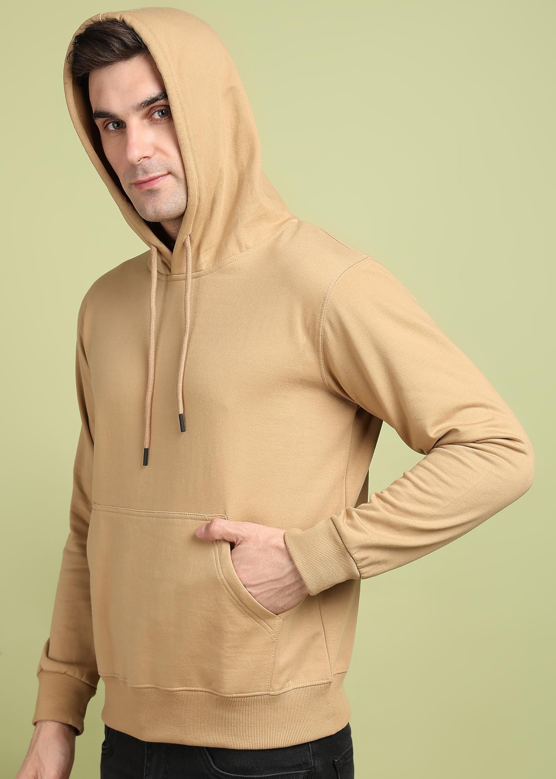 Alan Jones Men Solid Hooded Sweatshirt - Image 4