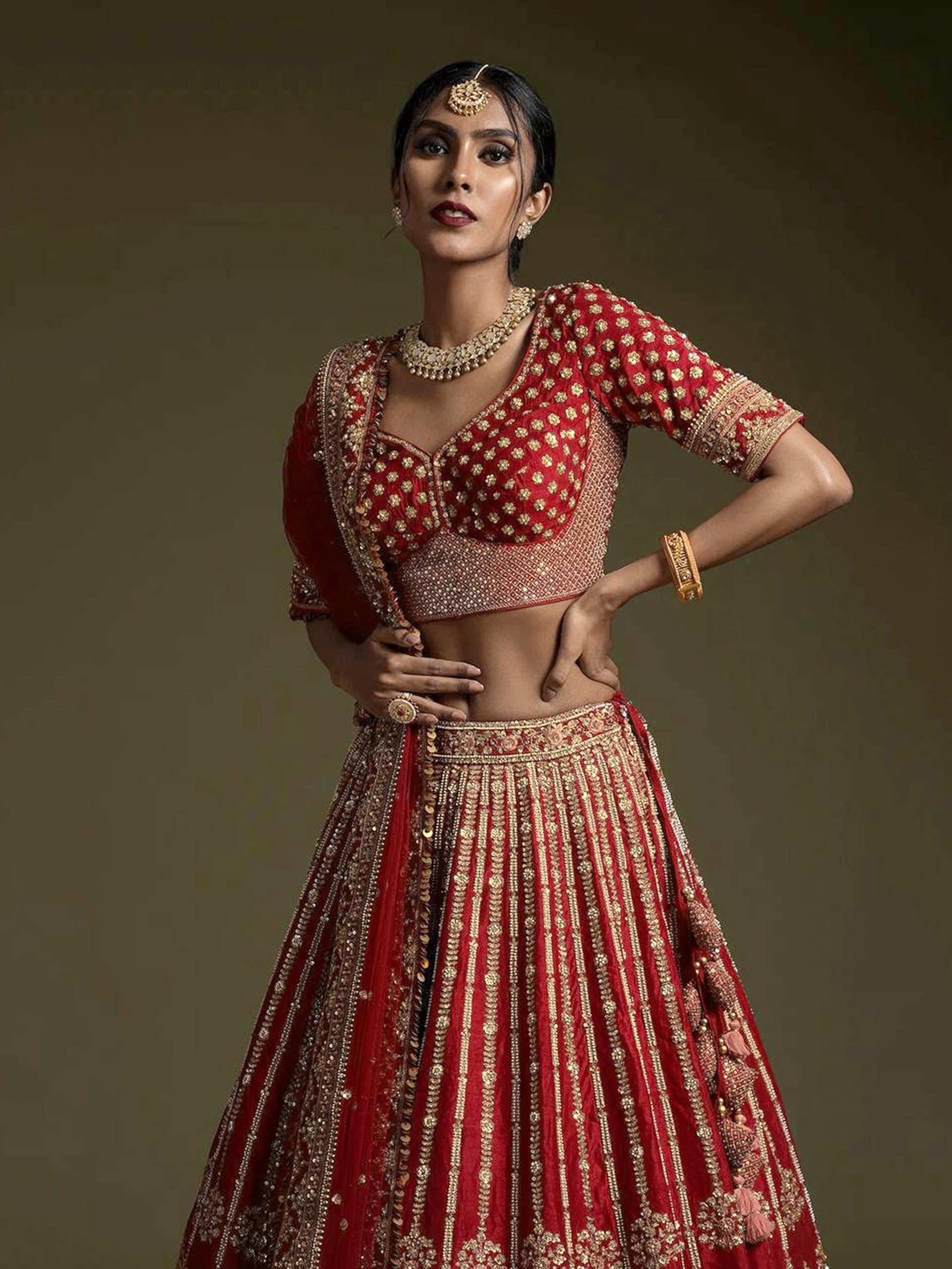 TRENDMALLS Lehenga Choli - Maroon - Image 4