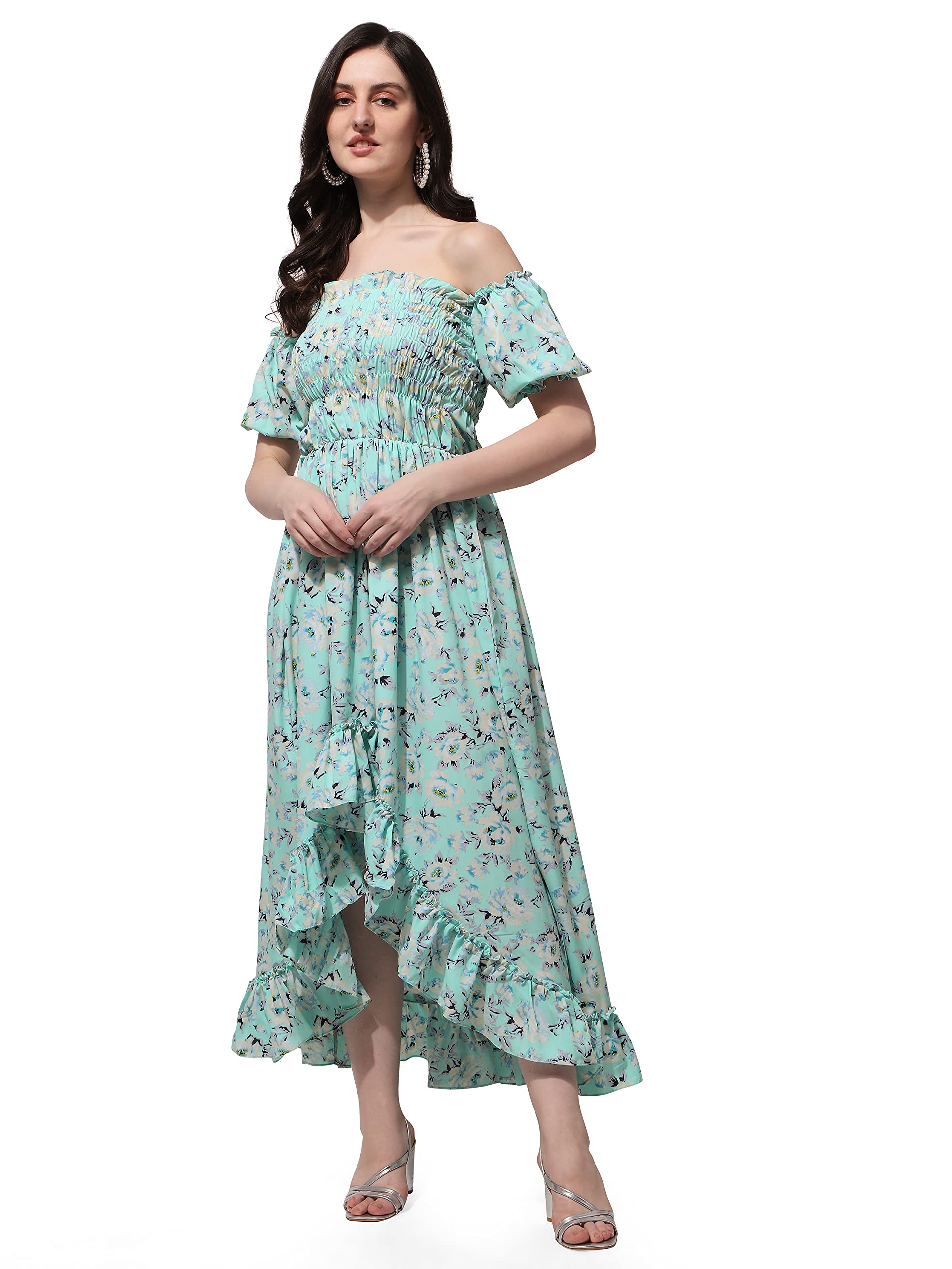 OOMPH! Flared Off Shoulder Dress for Women