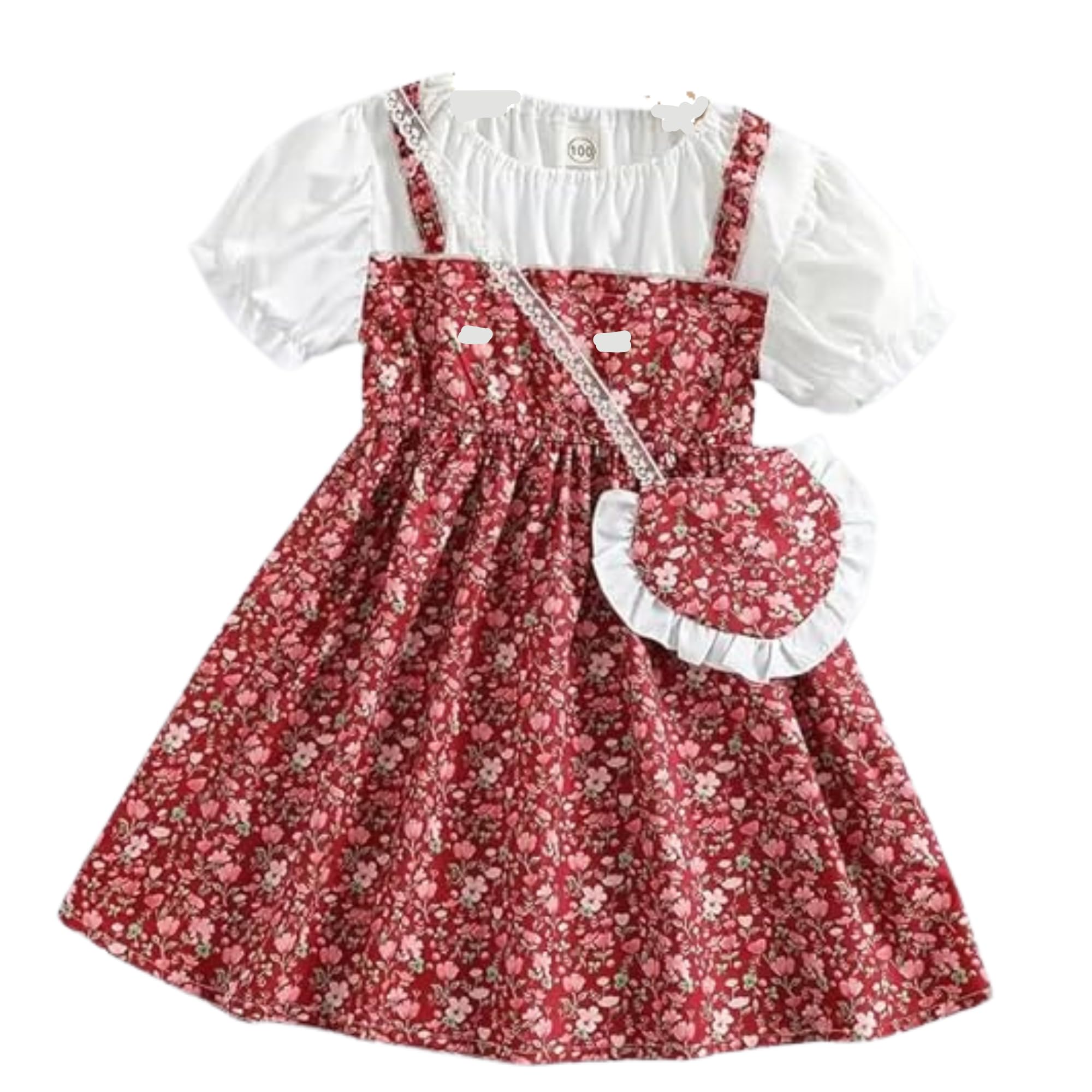 Niren Enterprise Maroon Floral Dress for Girls