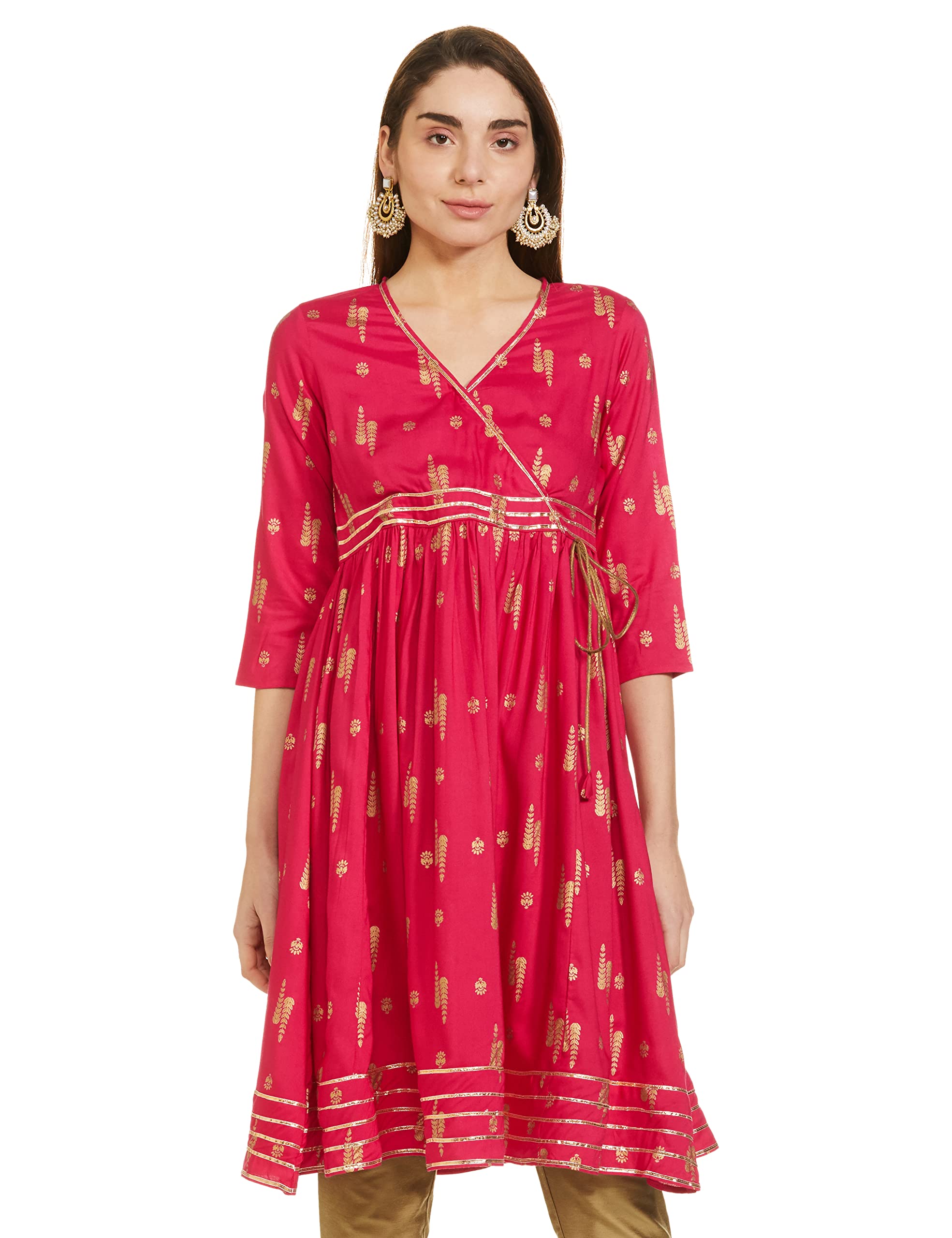 Tavasya Women's Rayon Kurti - Fuschia