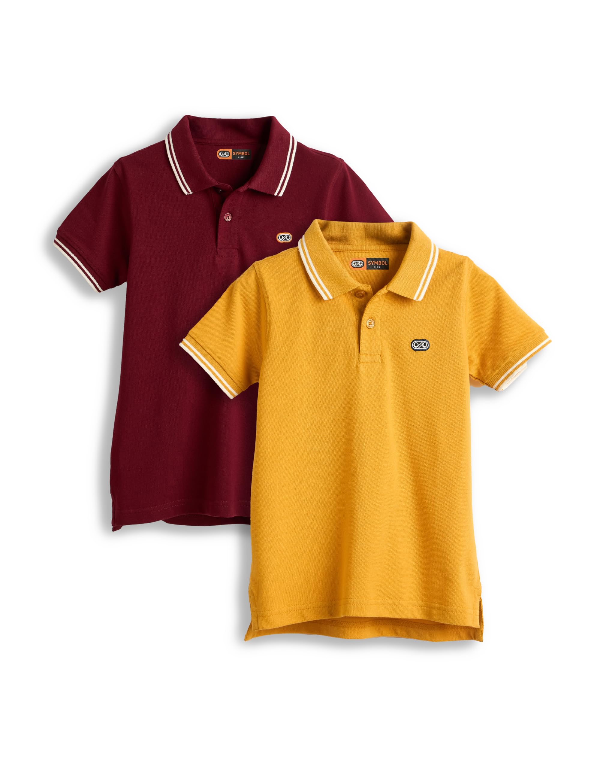 Symbol Boy Polo T-Shirt - Maroon Mustard