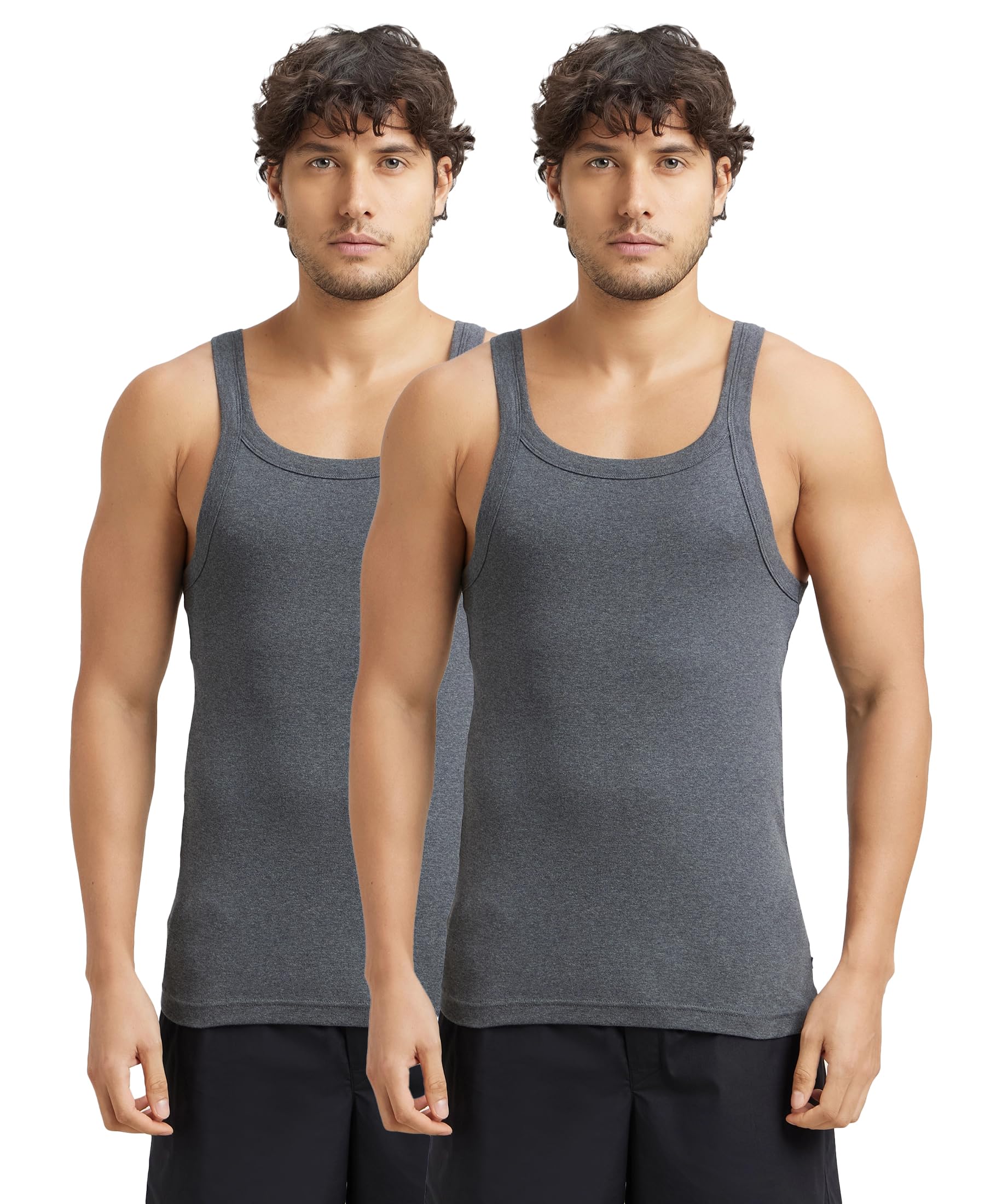 Jockey Men's Charcoal Cotton Rib Tank Top