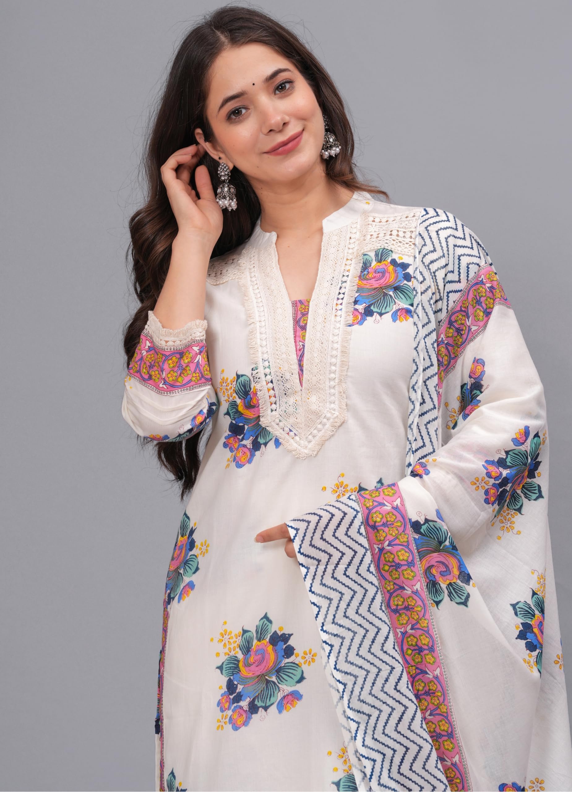 Amayra White Cotton Printed Kurta Set - Image 5