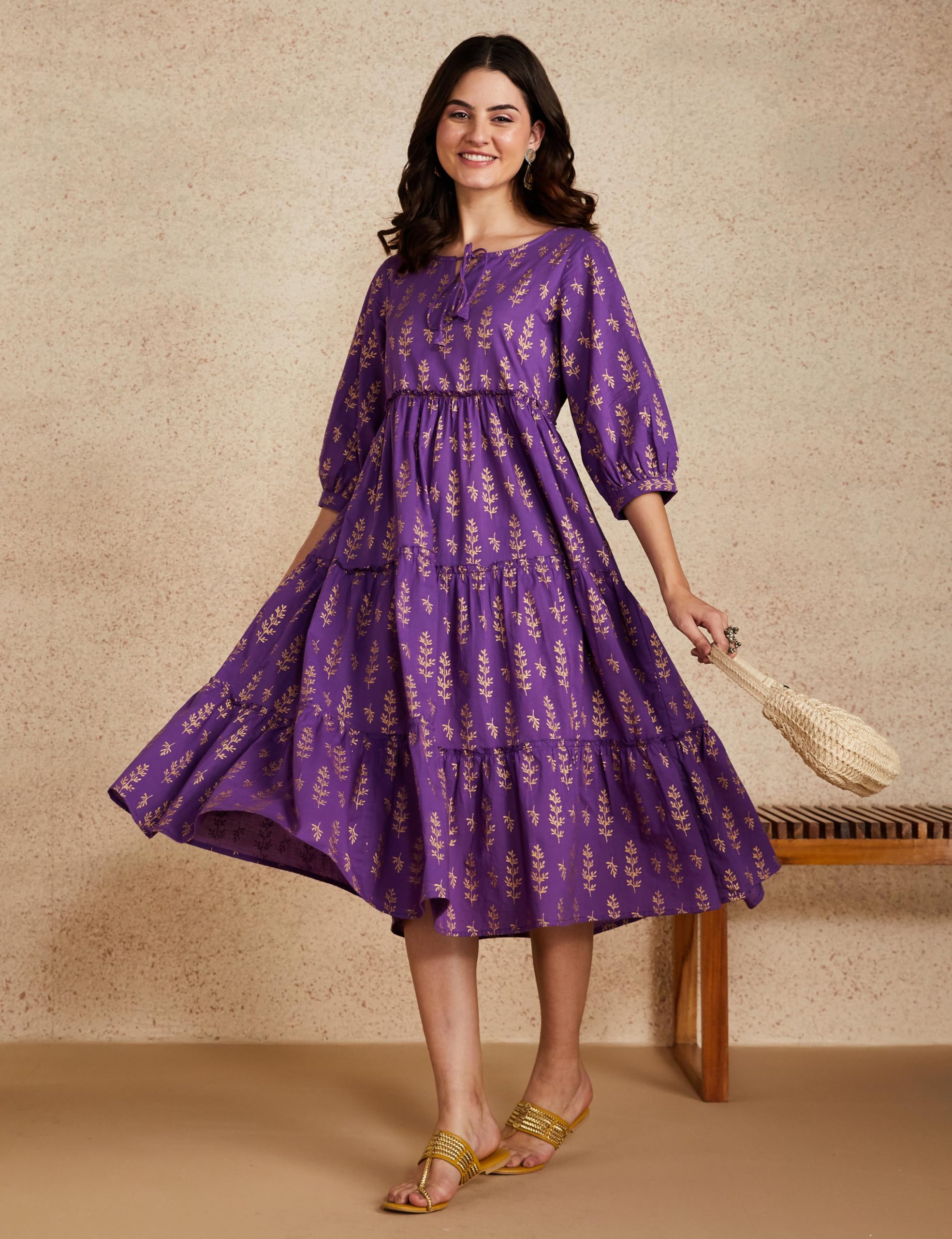 Myx Women's Cotton A-Line Dress - Purple - Image 3