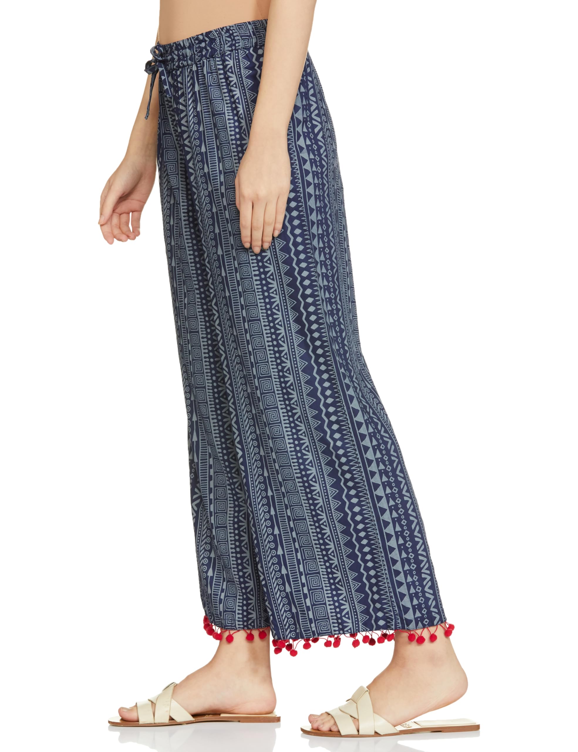 Myx Blue Khadi Cotton Flared Palazzo Trousers for Women - Image 3