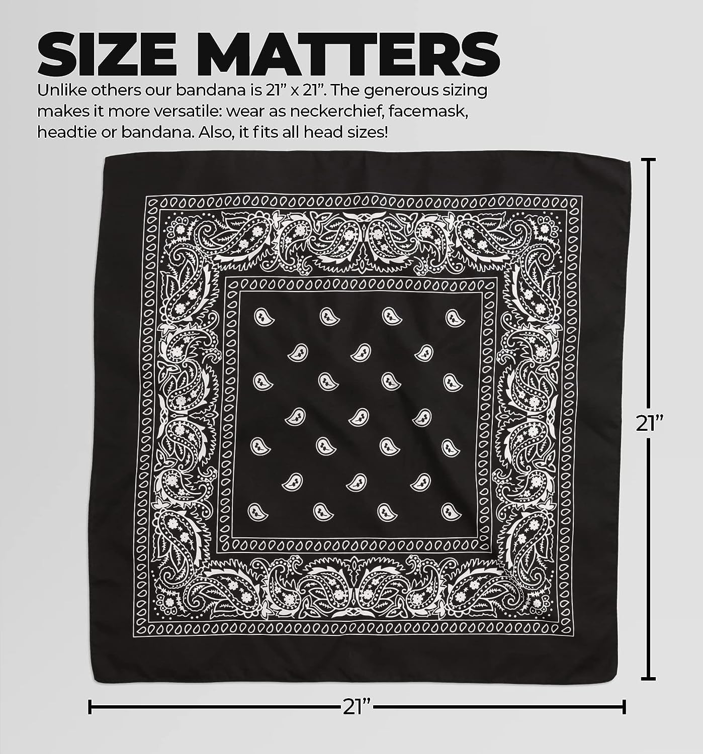 DIKHAWA Unisex Cowboy Bandana - Black & Royal Blue - Image 2