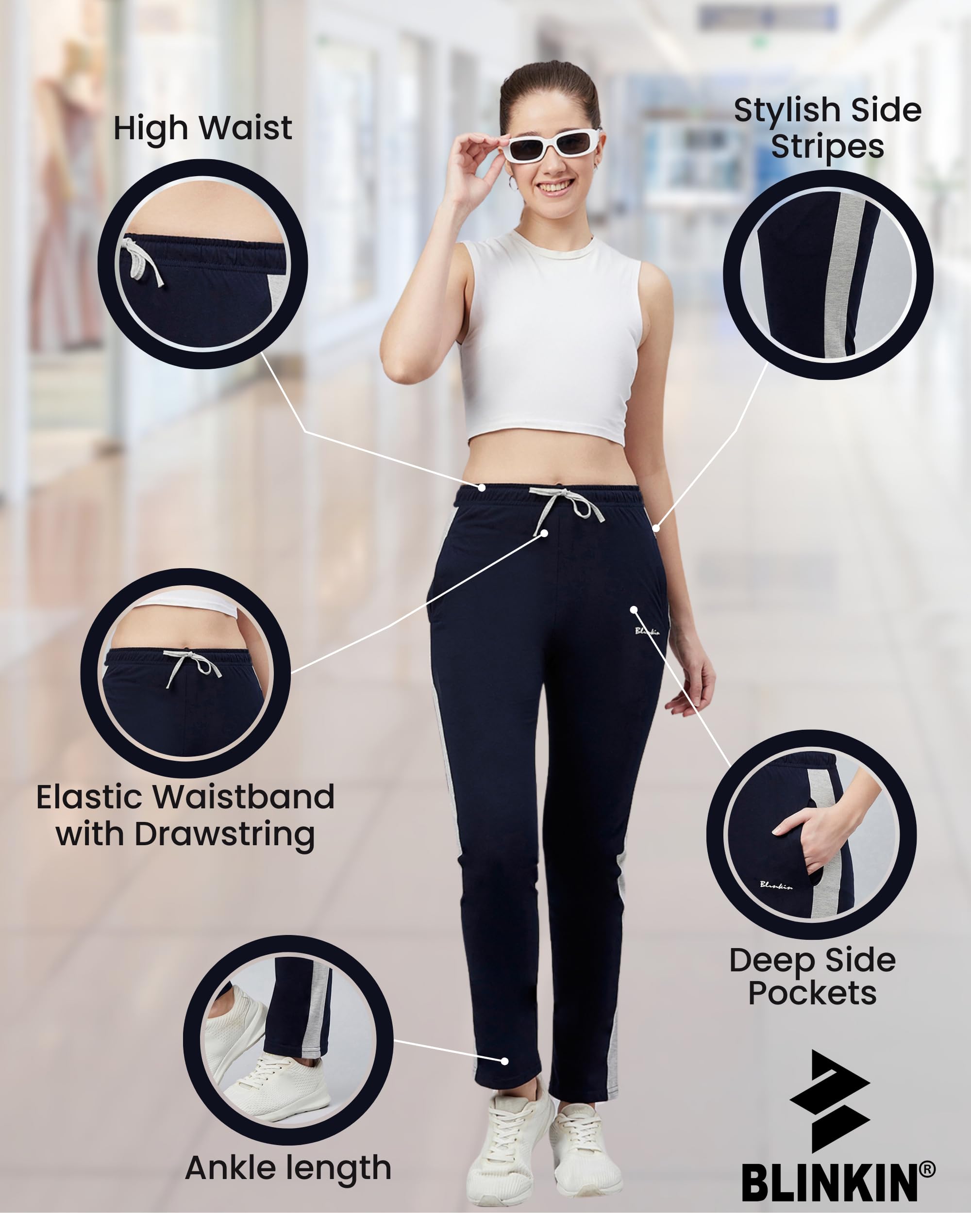 BLINKIN Women's Cotton Pajamas - Black Navy - Image 5