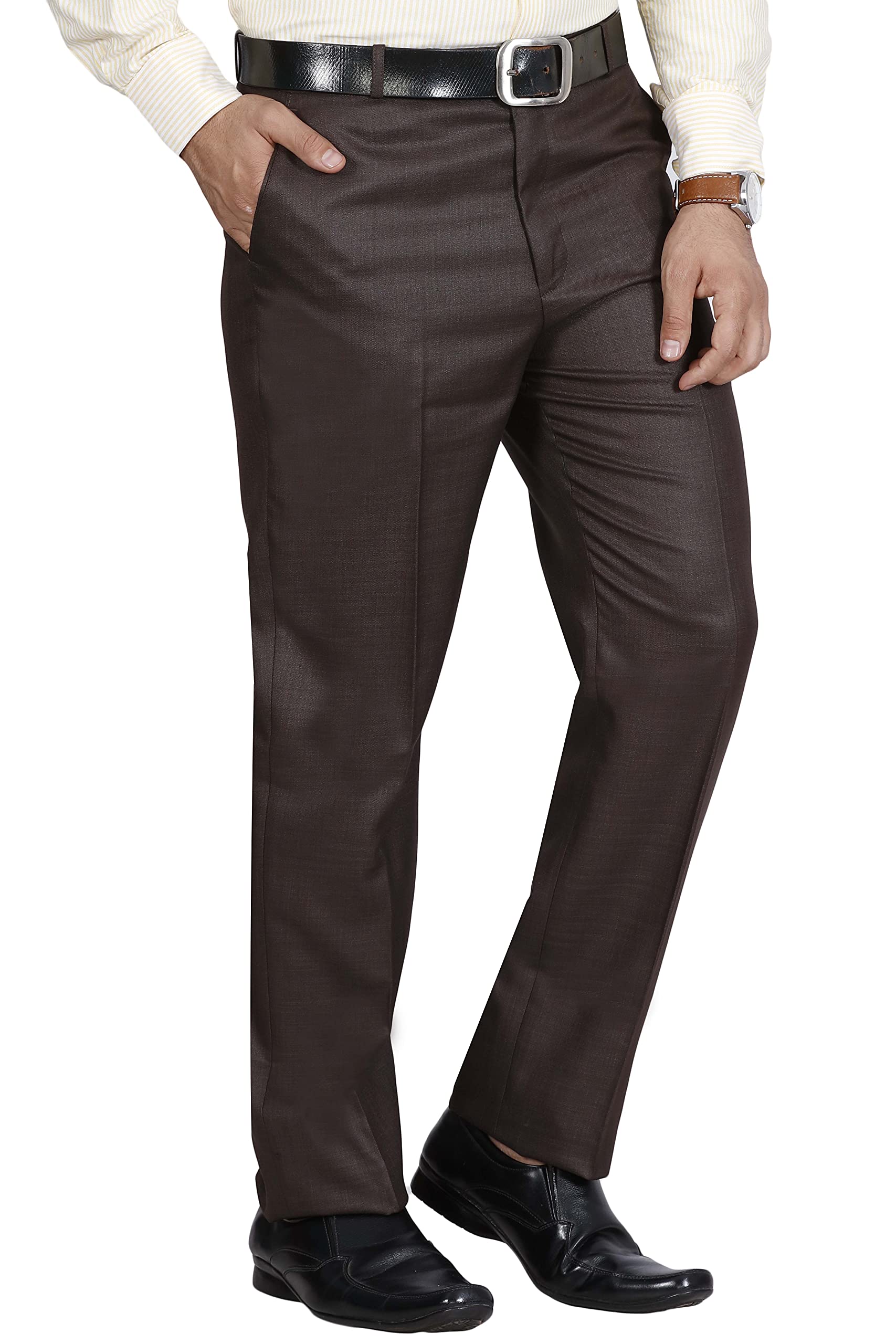 Mc Henry Men's Dark Brown Formal Trousers