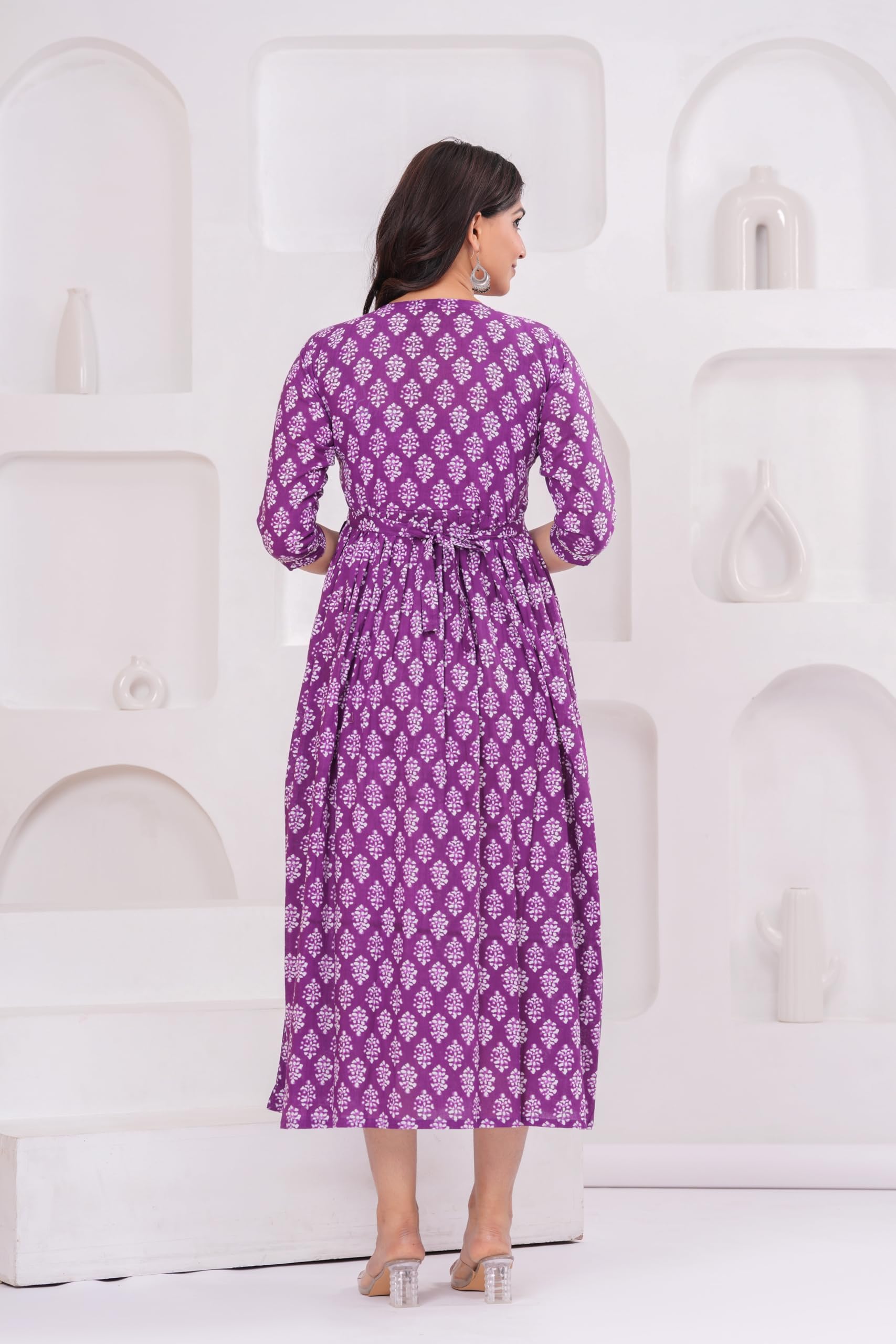 JAIPURFAME Women's Kurti Gown Maternity Dress - Purple - Image 3