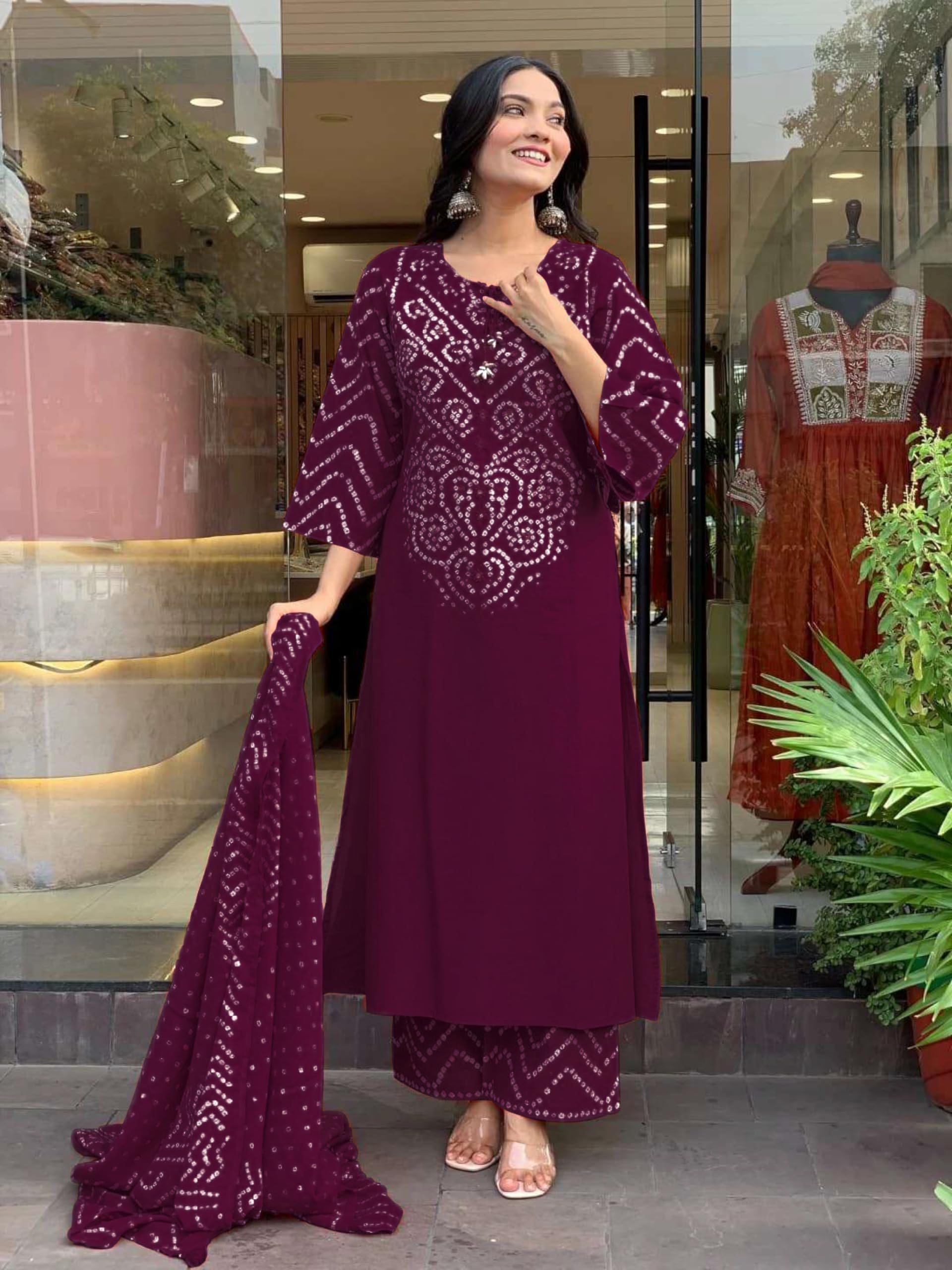 GoSriKi Bandhej Printed Kurta Pant Set for Women - Image 4