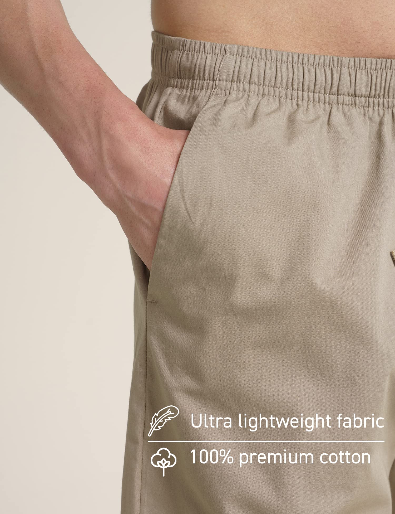 Hommie Men's Cotton Lounge Shorts - Beige - Image 2