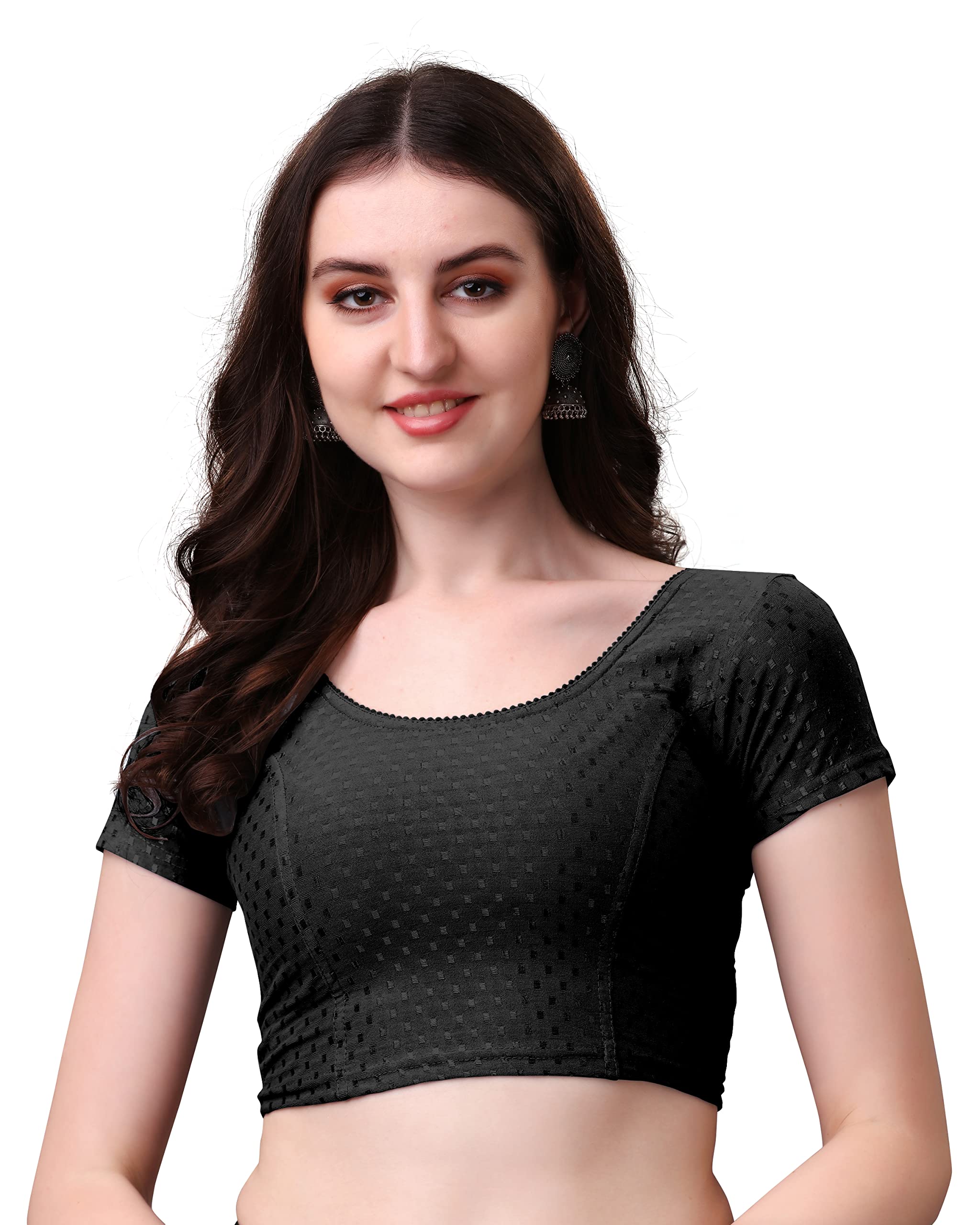 Kipzy Women's Cotton Saree Blouse - Round Neck - Image 2