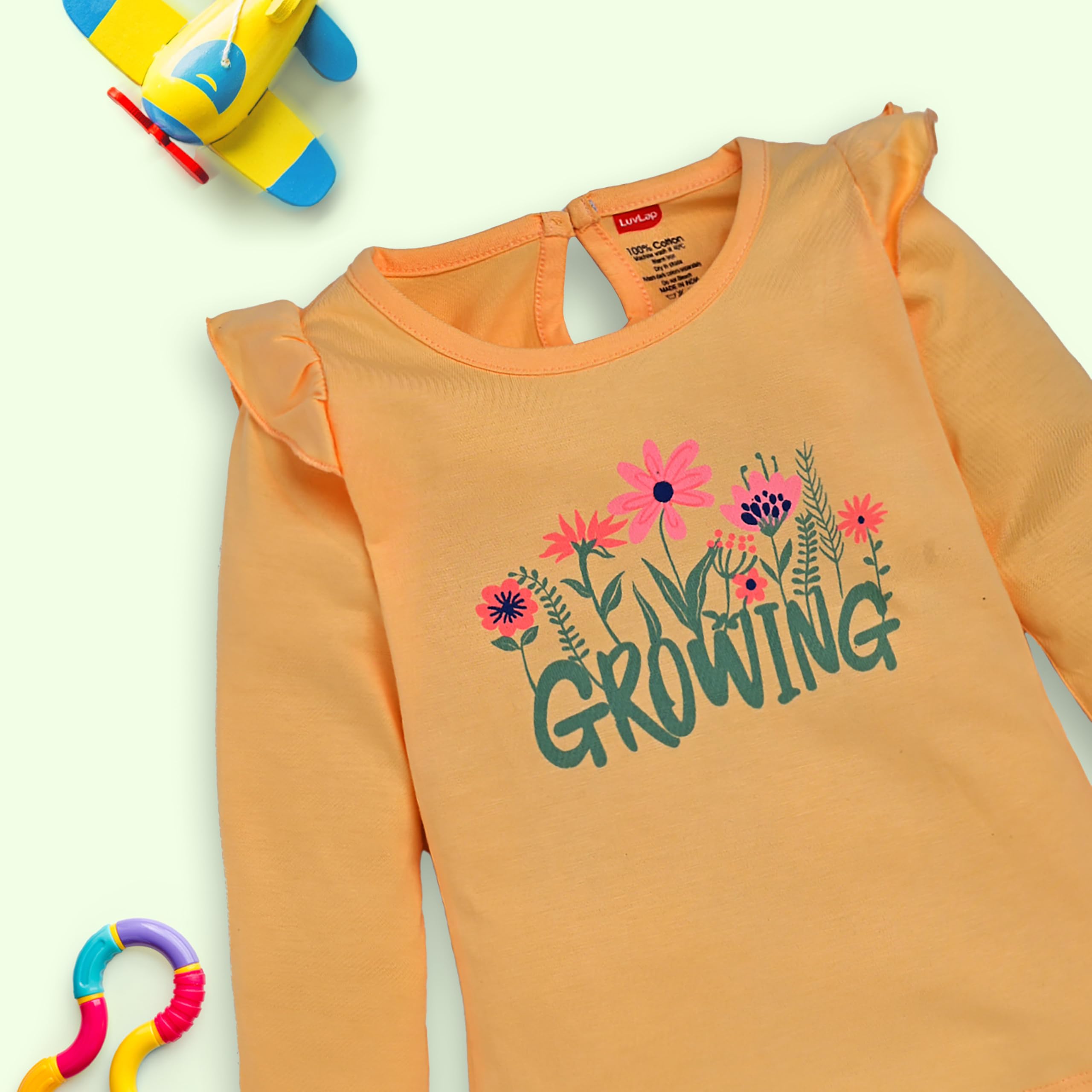 LuvLap Baby Girls Full Sleeve Top & Pyjama Set - Multicolor - Image 5