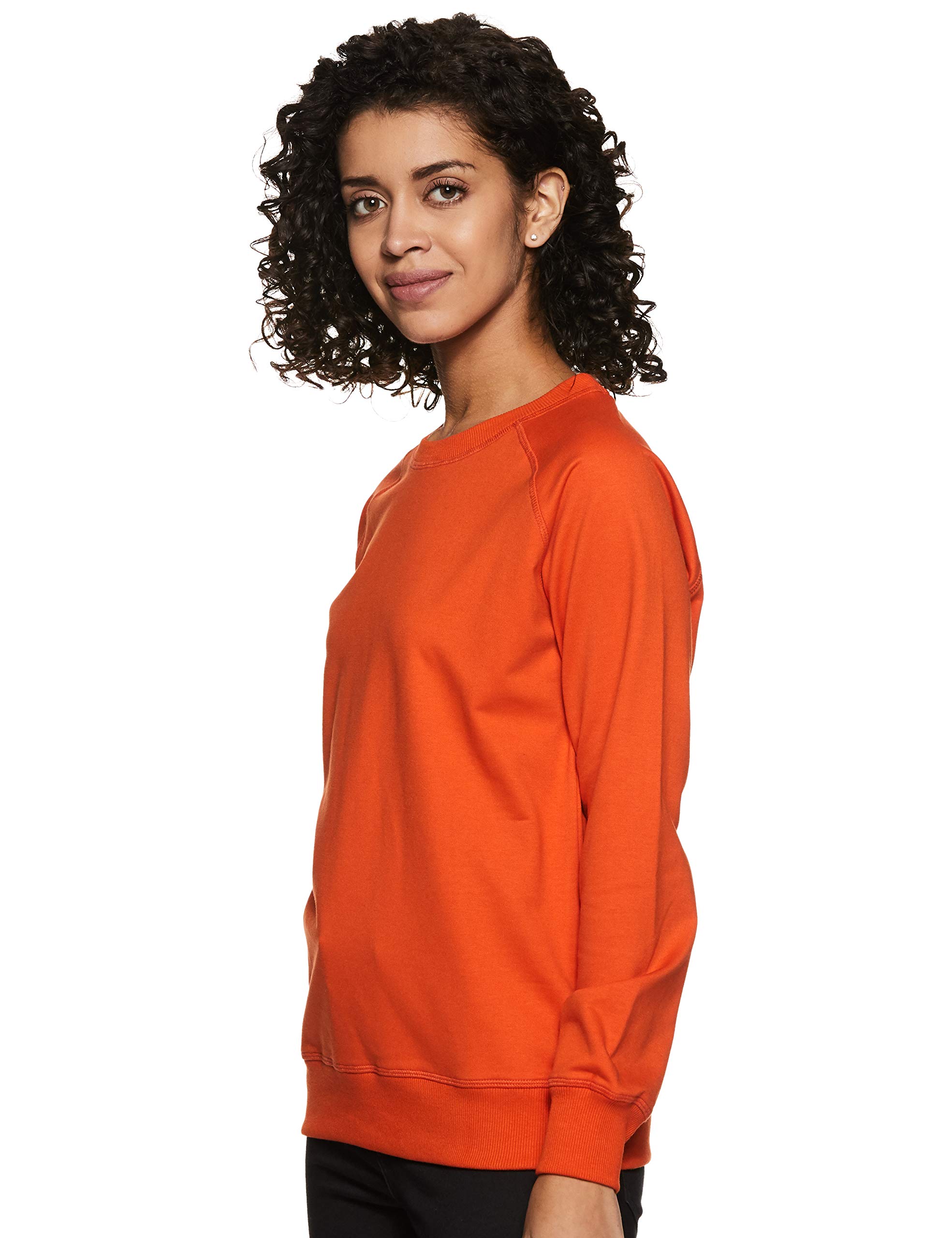 Amazon Women Cottonblend Crew Neck Sweatshirt - Tangerine - Image 3