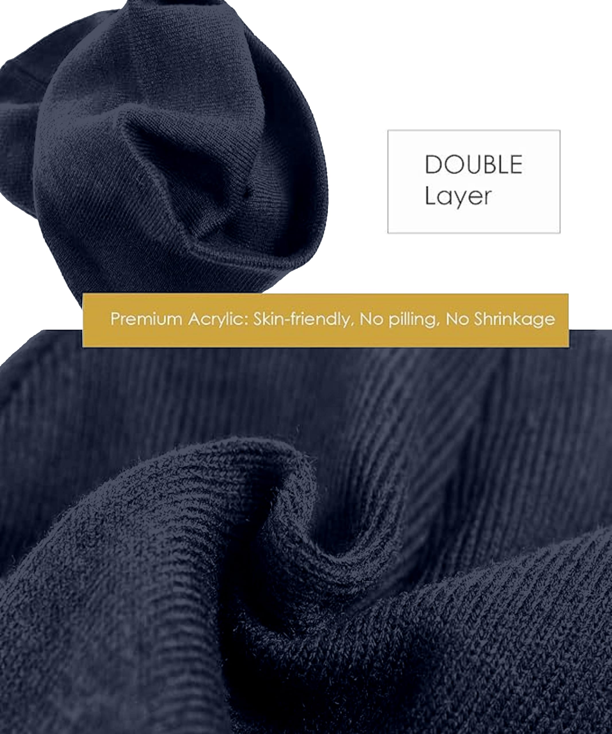 TRENDMALLS Unisex Acrylic Knit Beanie - Navy Blue - Image 3