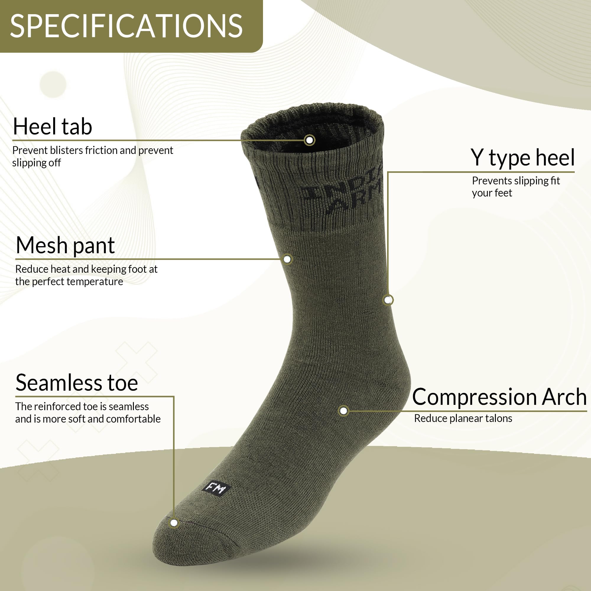 Fitness Mantra Full Length Socks - Army - Image 4