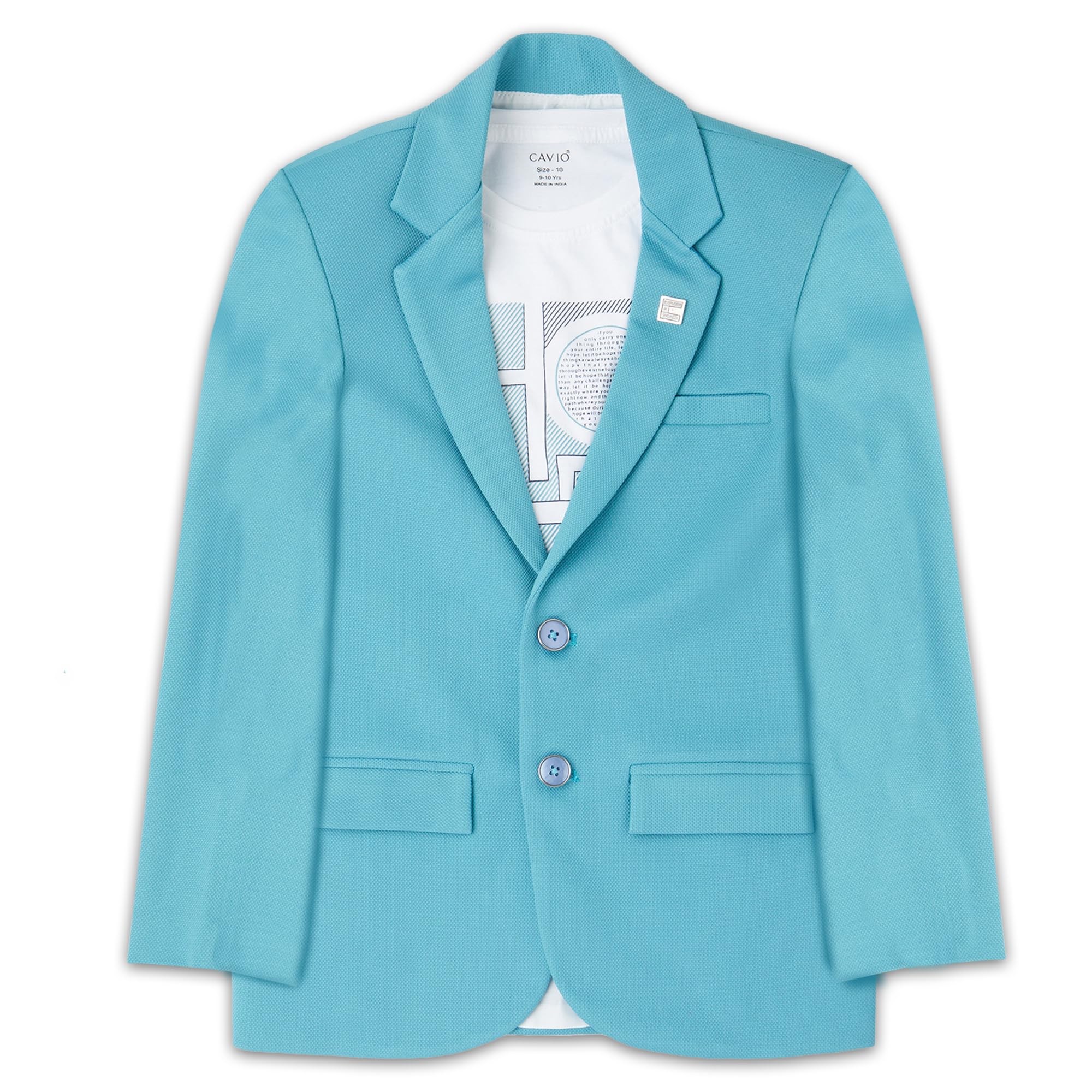 CAVIO Boys Formal Blazer and T-Shirt - Turquoiseblue