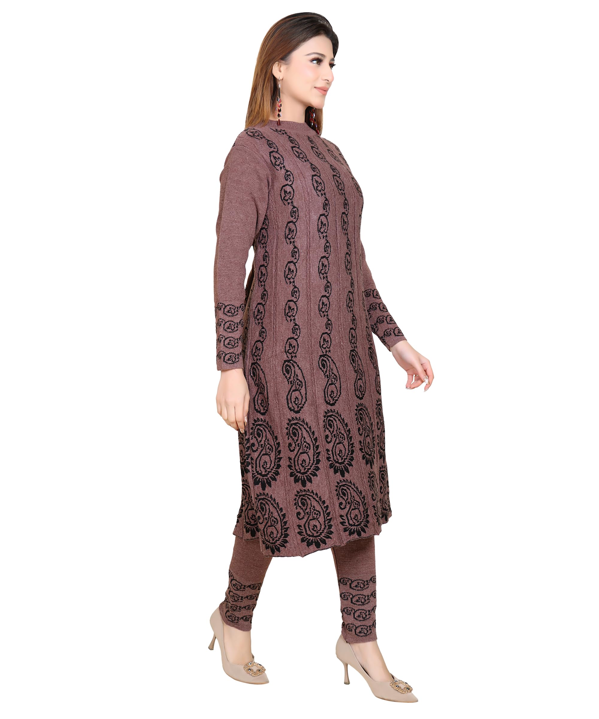Grand Line Women's Acrylic Kurta with Palazzo Set - Dark - Image 3