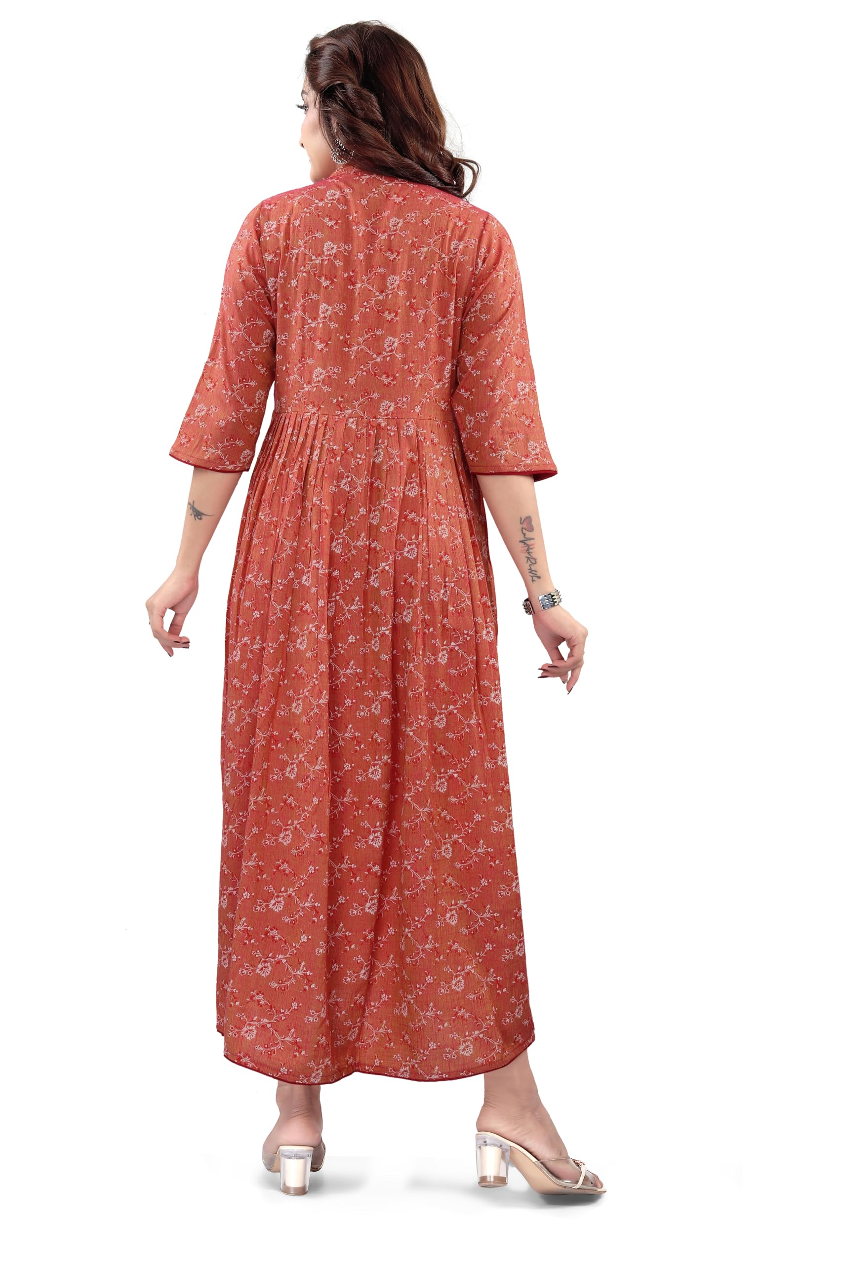 GarbGlide Kurti Women Flared Anarkali Maternity Dress - Image 4