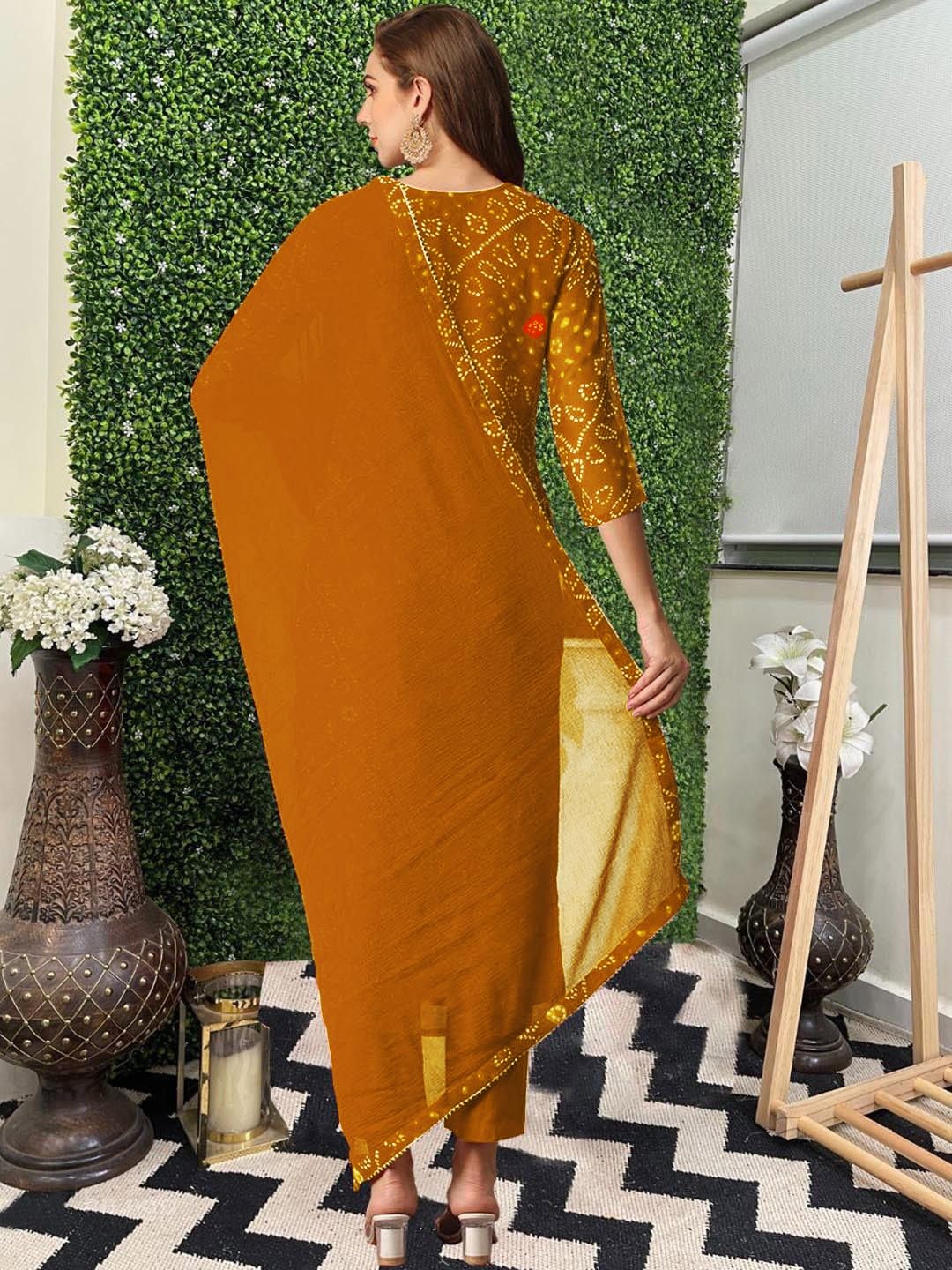 ANNI DESIGNER Women's Rayon Blend Bandhej Kurta - Image 2