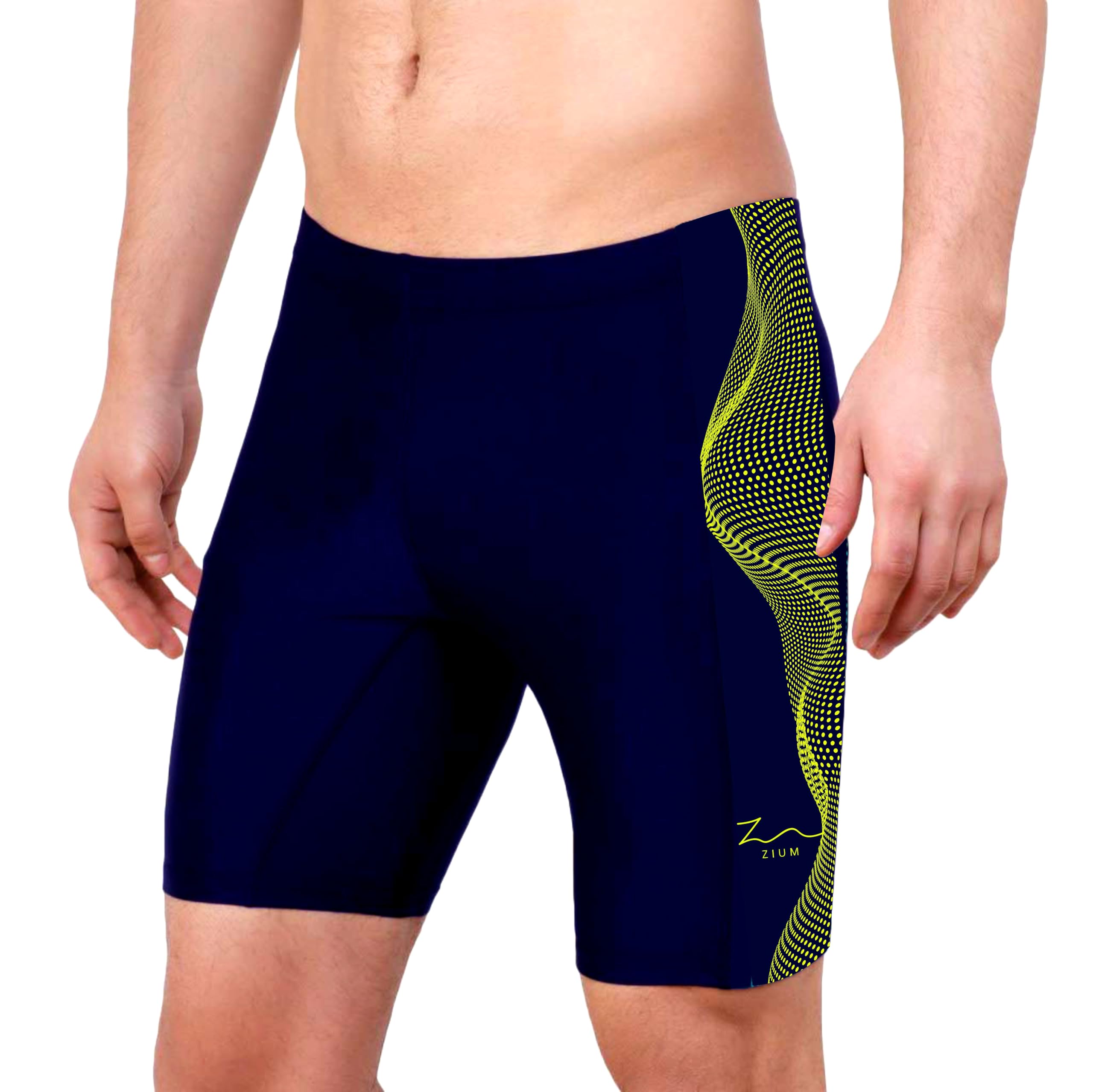 ZIUM Men Half Tight Shorts - Navy Lemon - Image 2