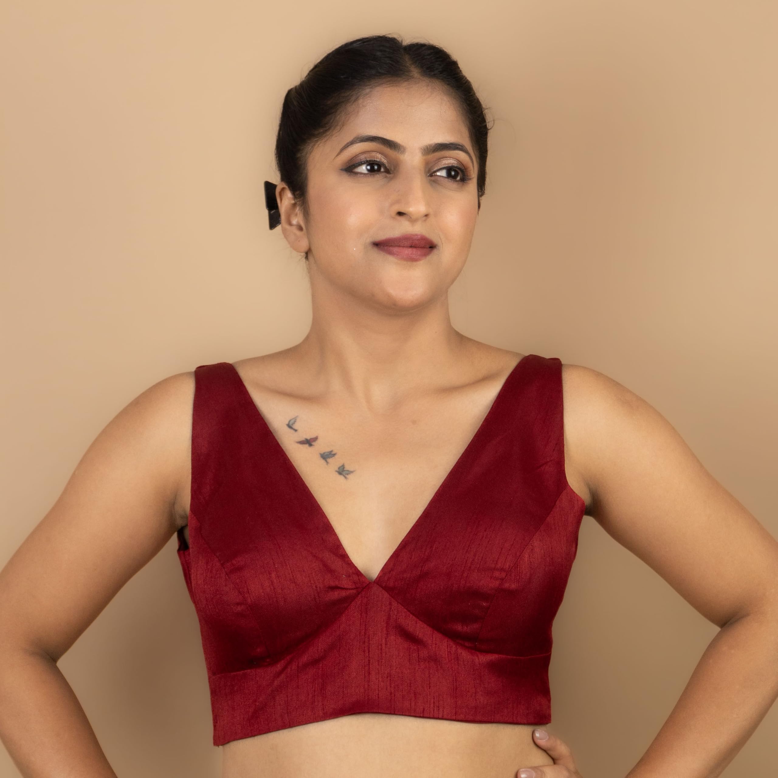 Sabyasachi Blouse - Maroon Raw Silk - Image 3