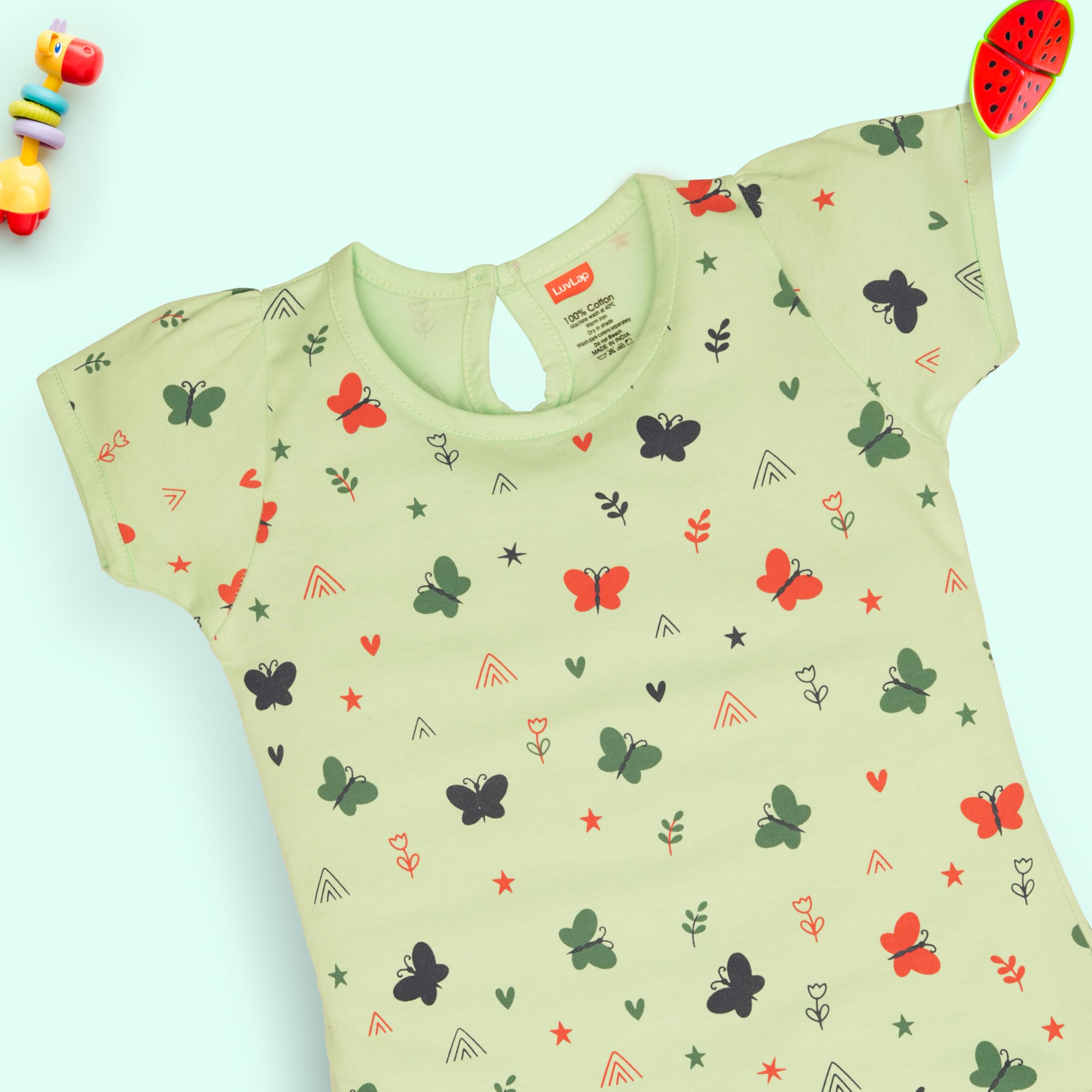 LuvLap Baby Girls Half Sleeve Top - Multicolor Cotton - Image 5