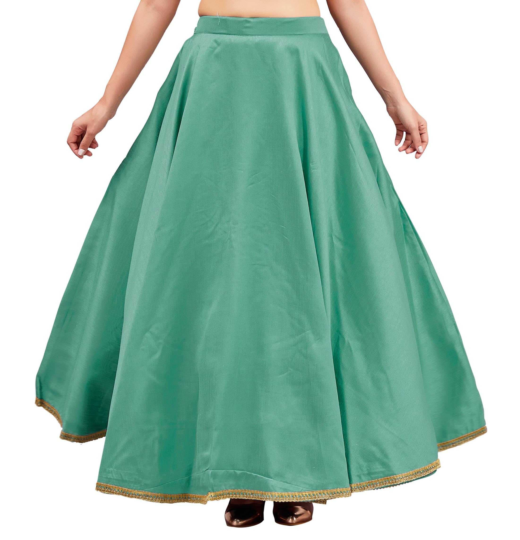Emerald Green Poly Silk Lehenga Skirt