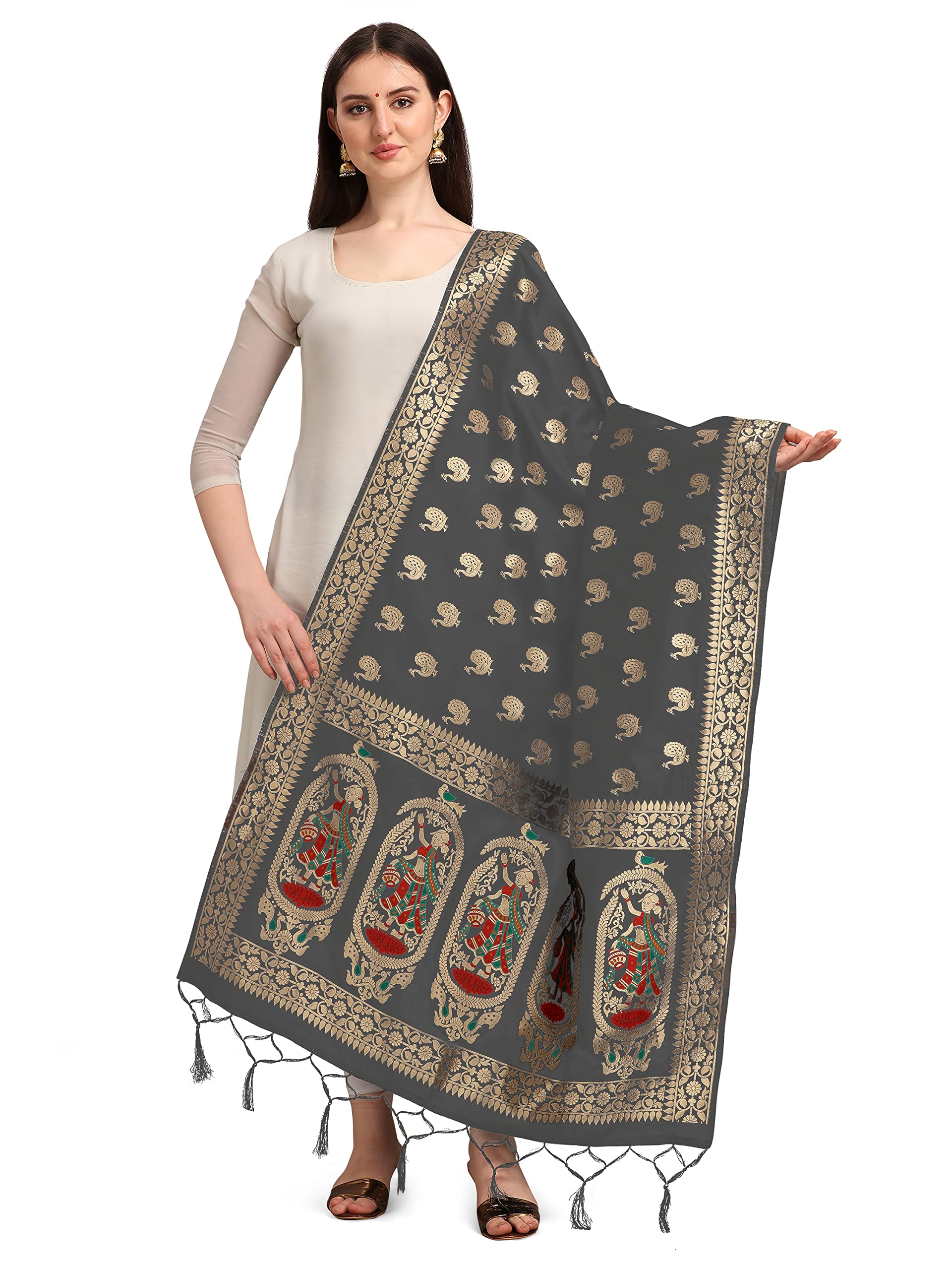 DEVANGI Women Banarasi Silk Zari Dupatta