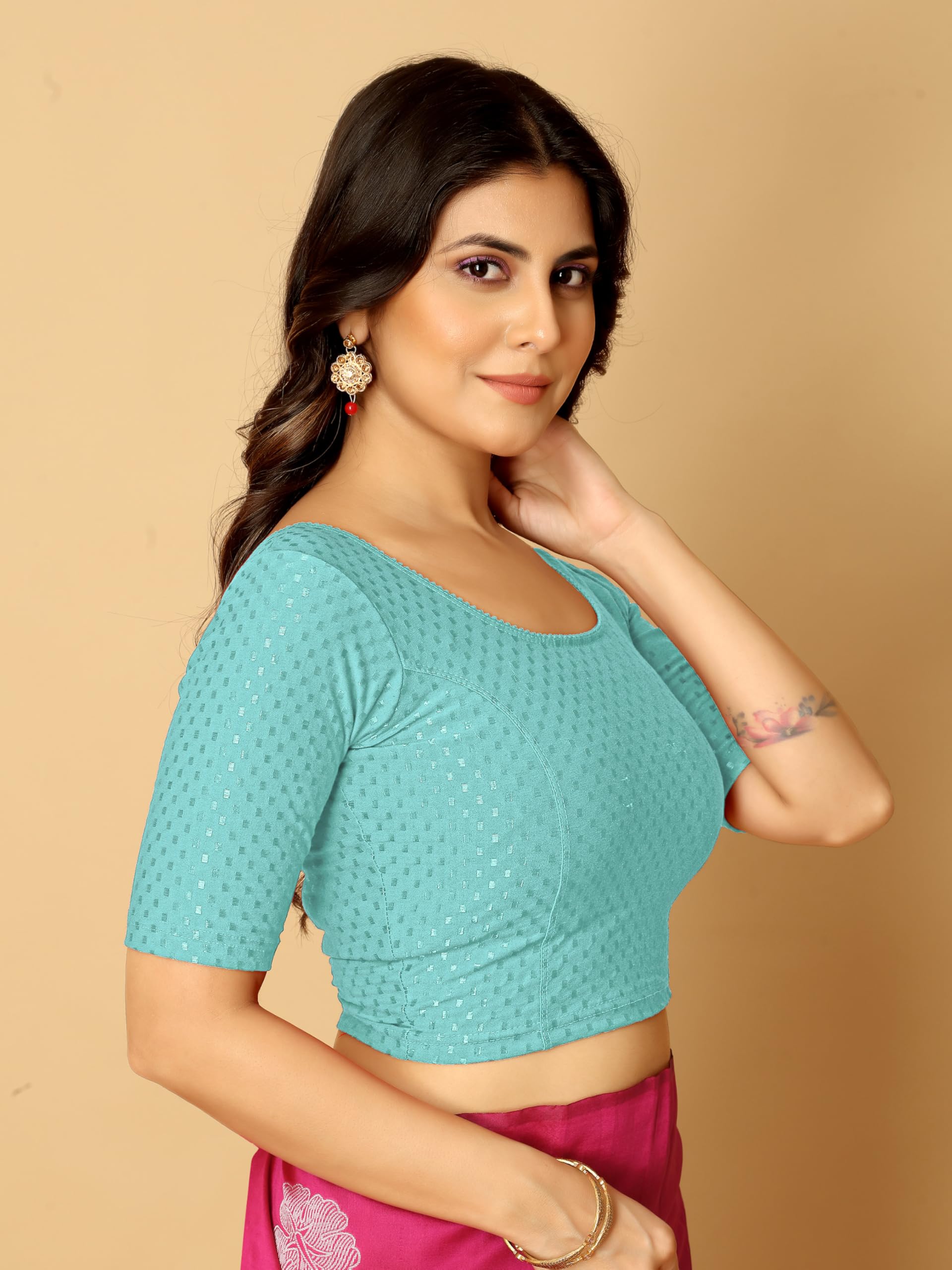 Anarva Saree Blouse for Women - Sky Blue - Image 3