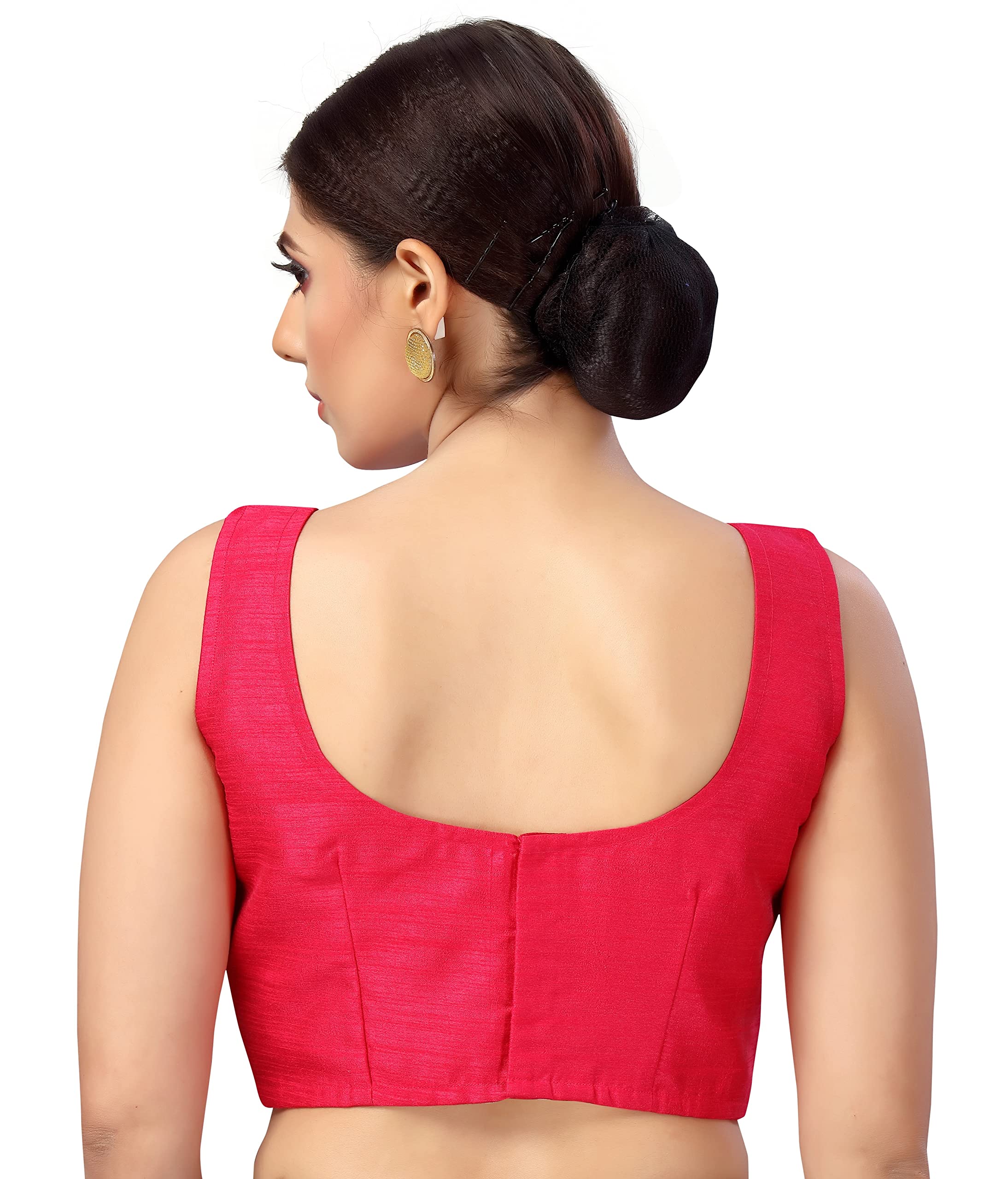 Studio Shringaar Women's Art Silk Sleeveless Saree Blouse - Pink - Image 4