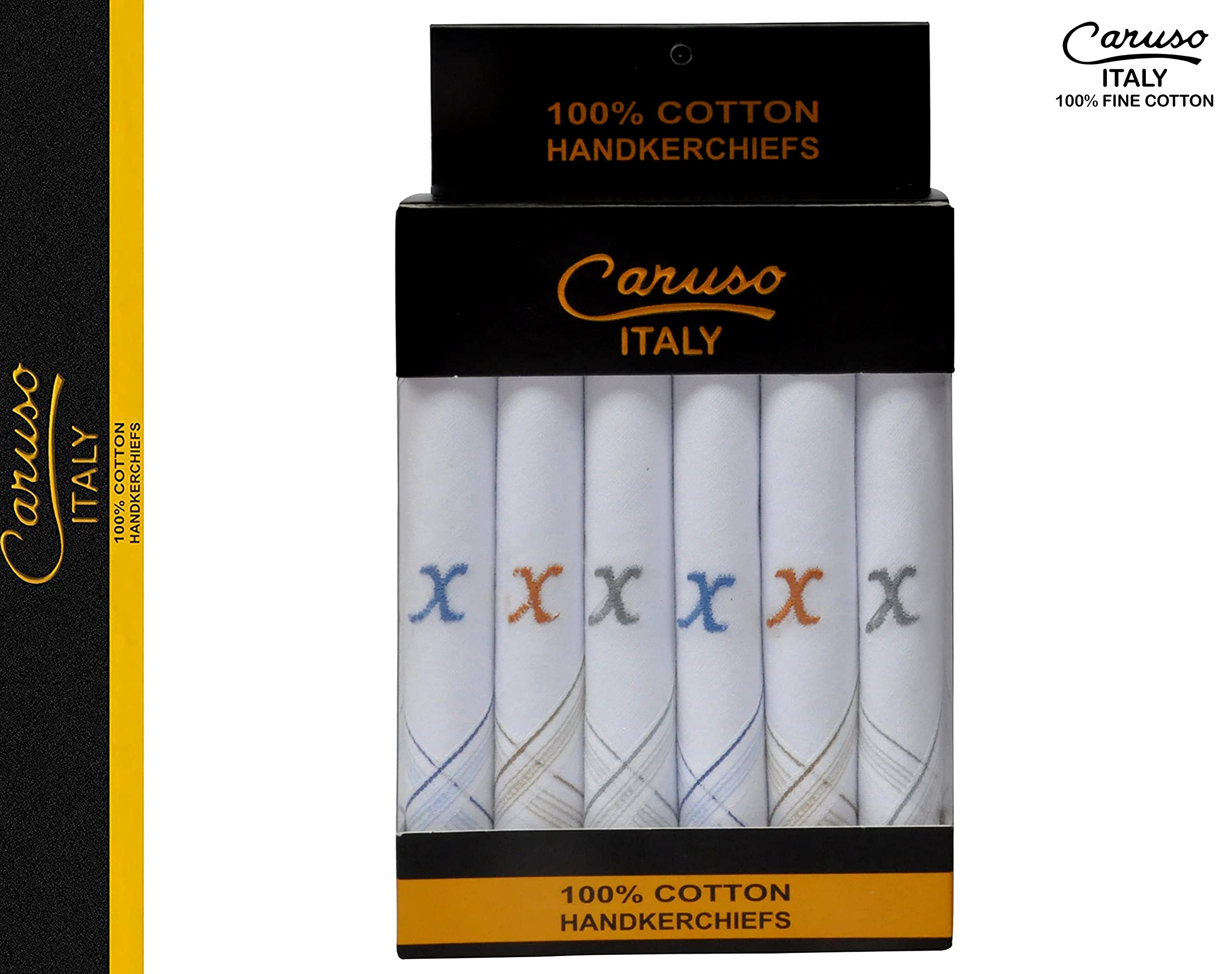 Caruso Italy Men's Handkerchief - White Colored Border - Image 2