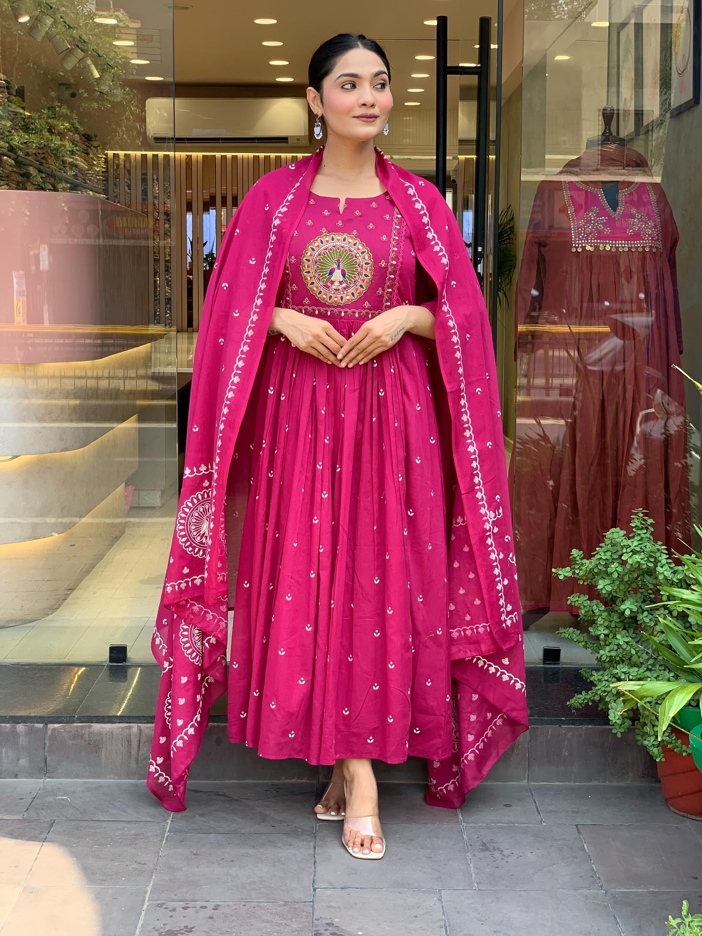 GoSriKi Women's Pink Embroidered Anarkali Kurta Set - Image 5