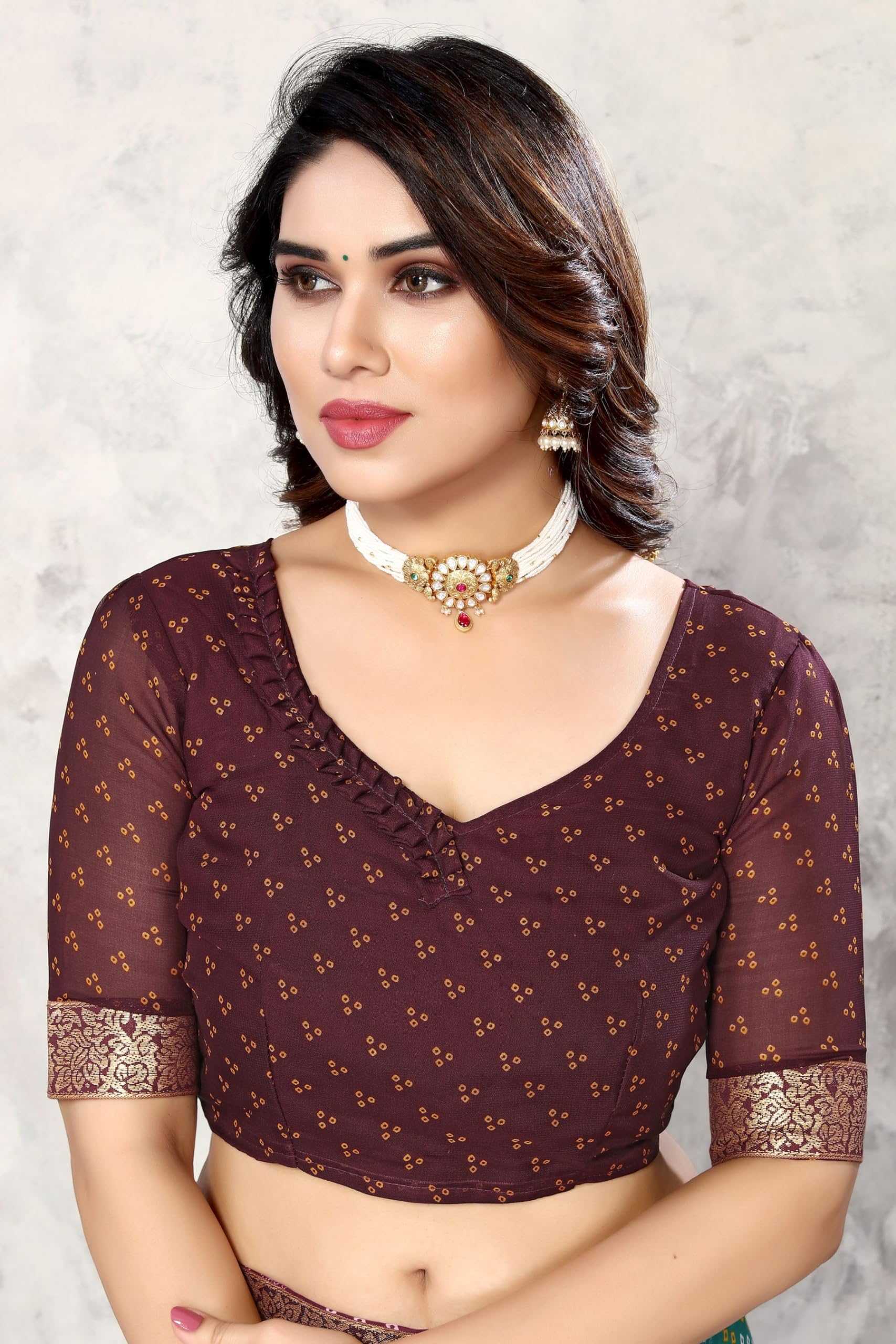 Yashika Brown Georgette Saree for Women - Image 3