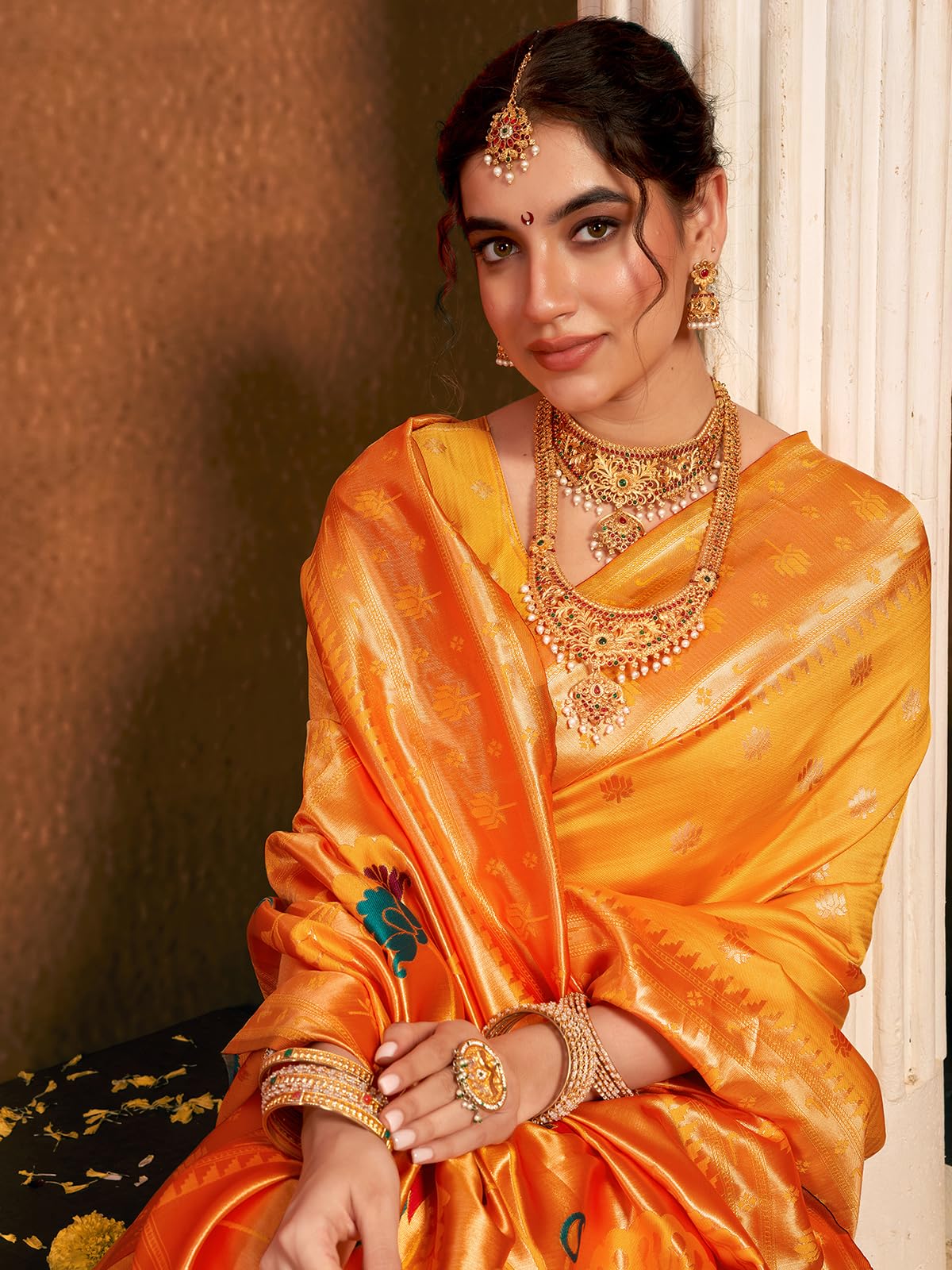 Satrani Women's Silk Paithani Saree - Yellow - Image 4