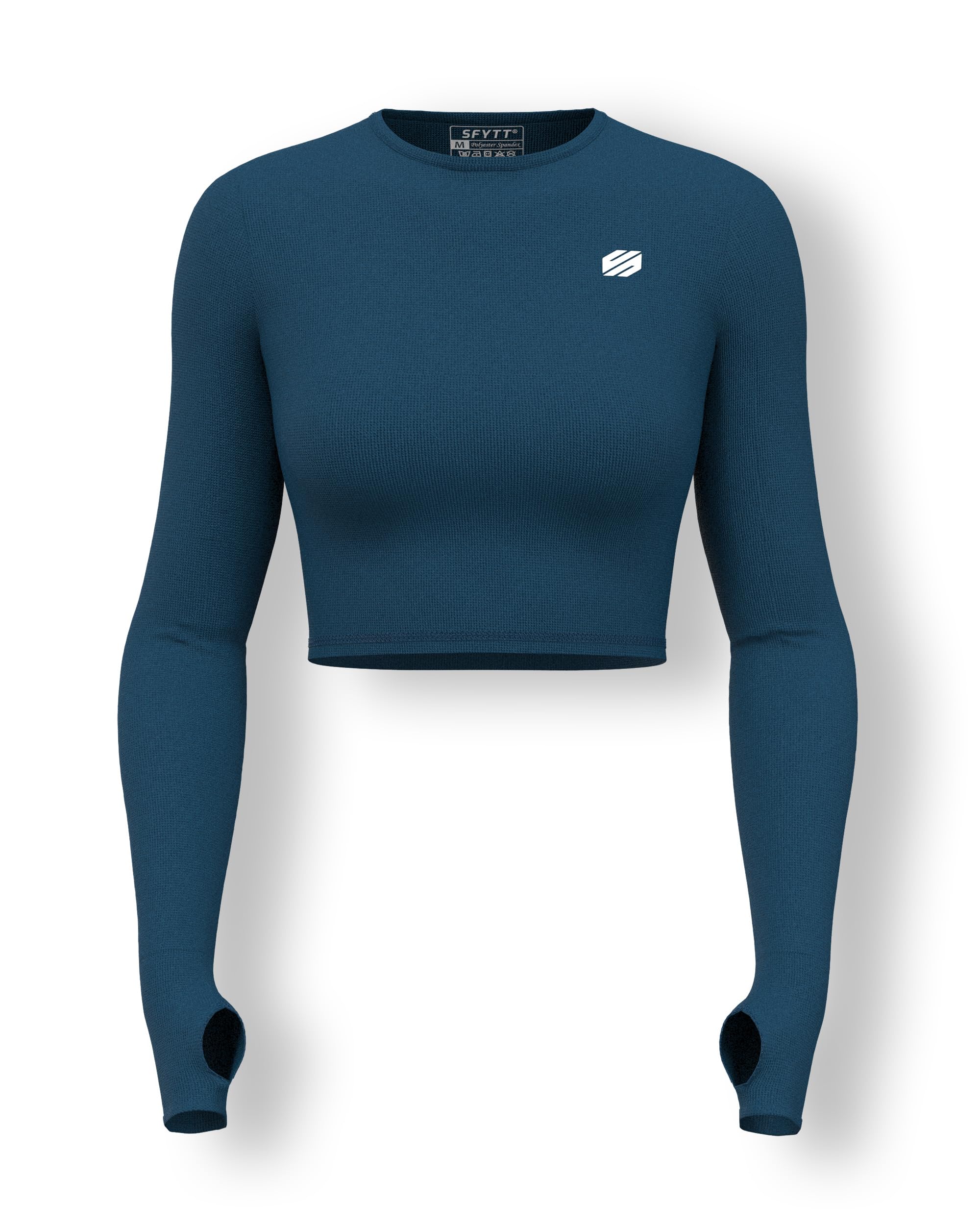 Sfytt Women's Long Sleeve Crop Top - Blue