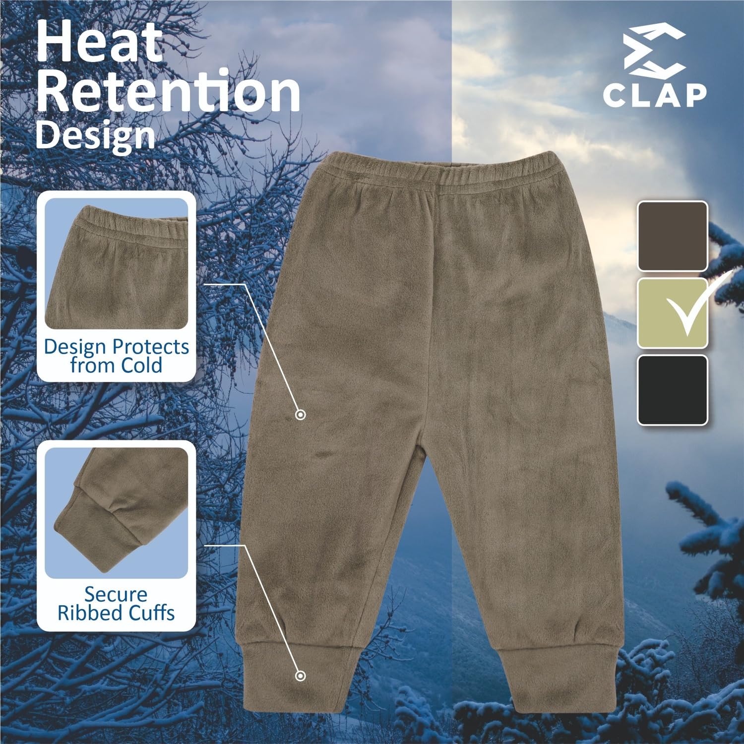 CLAP Unisex Baby Winter Pants Fleece Warm - Multicolor - Image 3