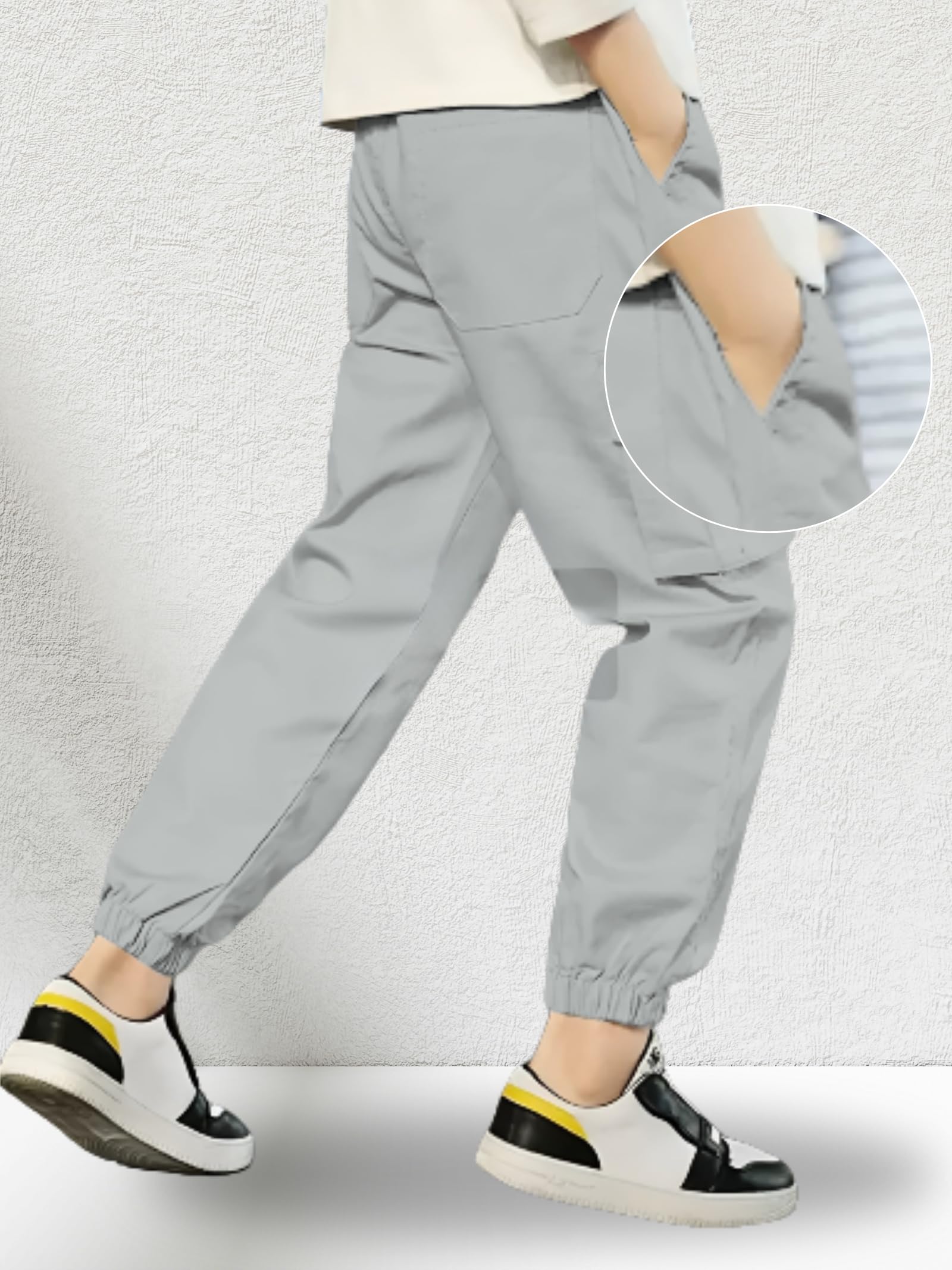 Vikita Boys Grey Cotton Cargo Joggers - Image 3