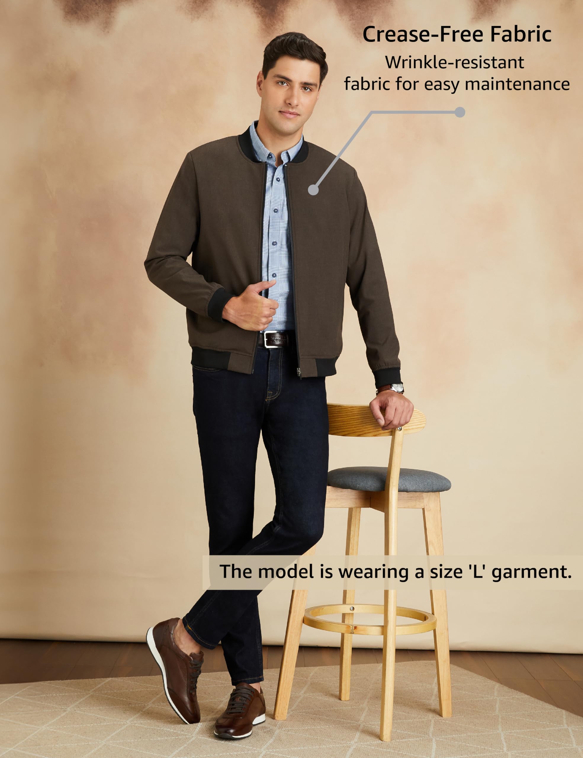 Symbol Men's Smart Casual Winter Jacket - Brown - Image 3