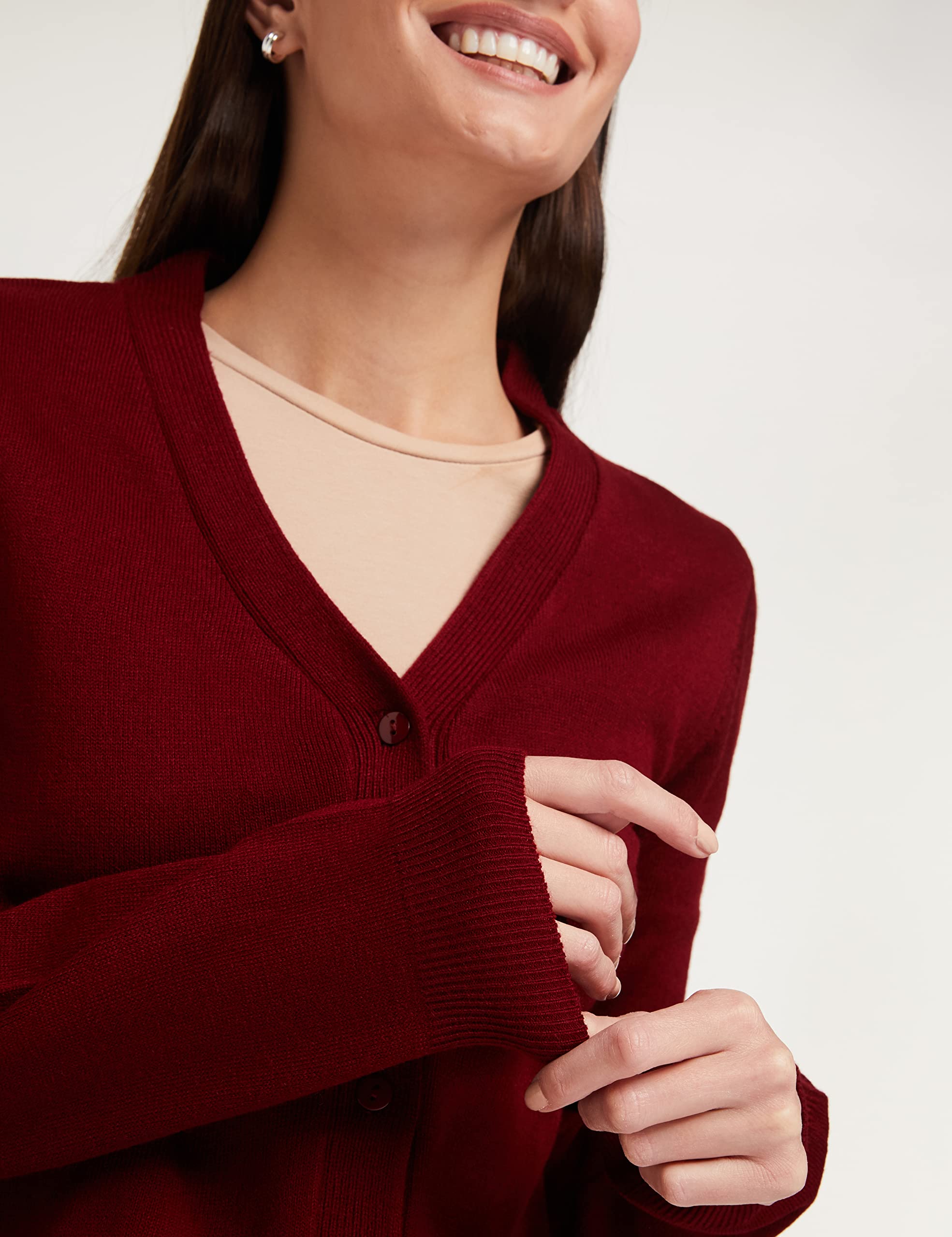 Cozy Maroon Cardigan Sweater for Women - Image 5