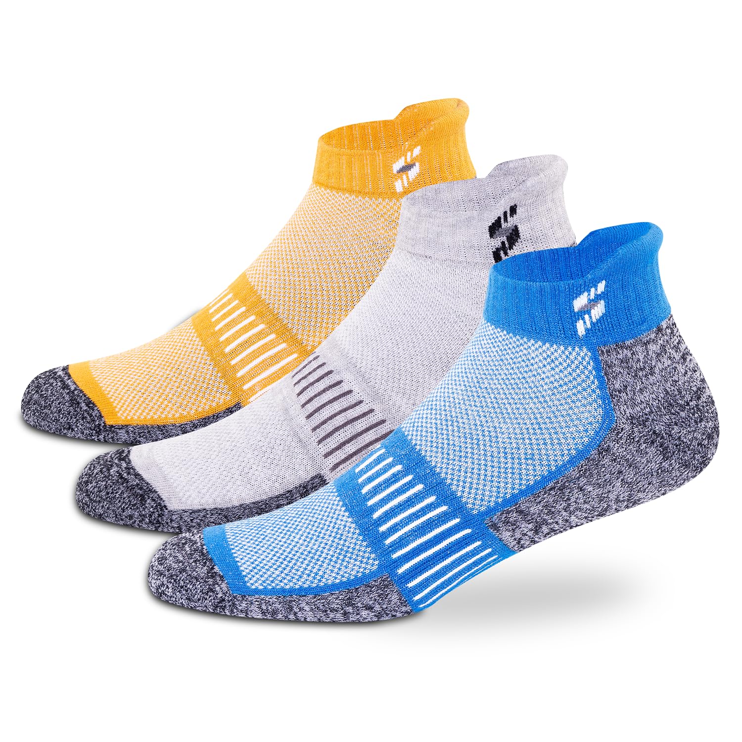 Supersox Unisex Ankle Socks - Orange Grey Royal Blue