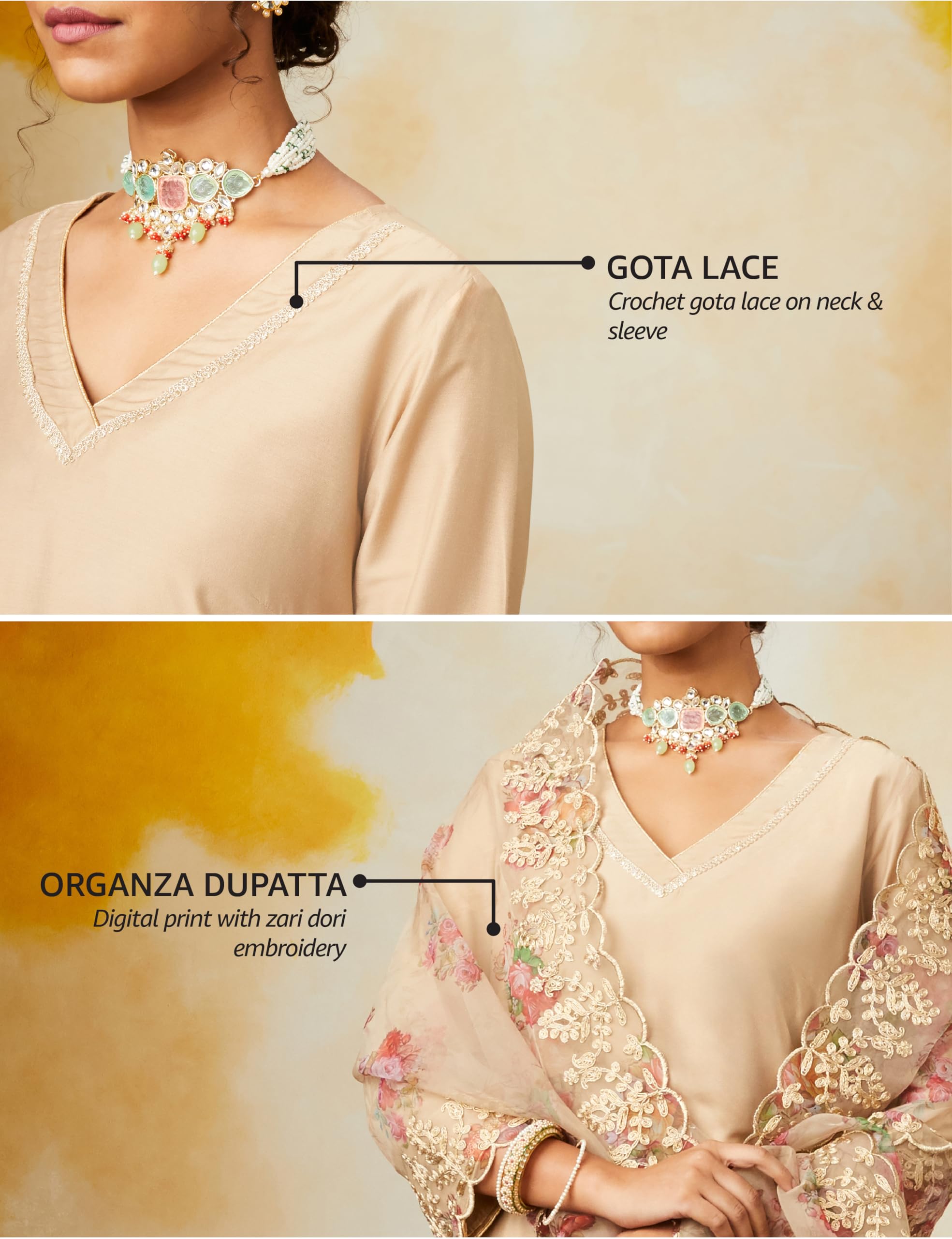 Myx Women's Kurta Pant Set with Embroidered Dupatta - Image 3