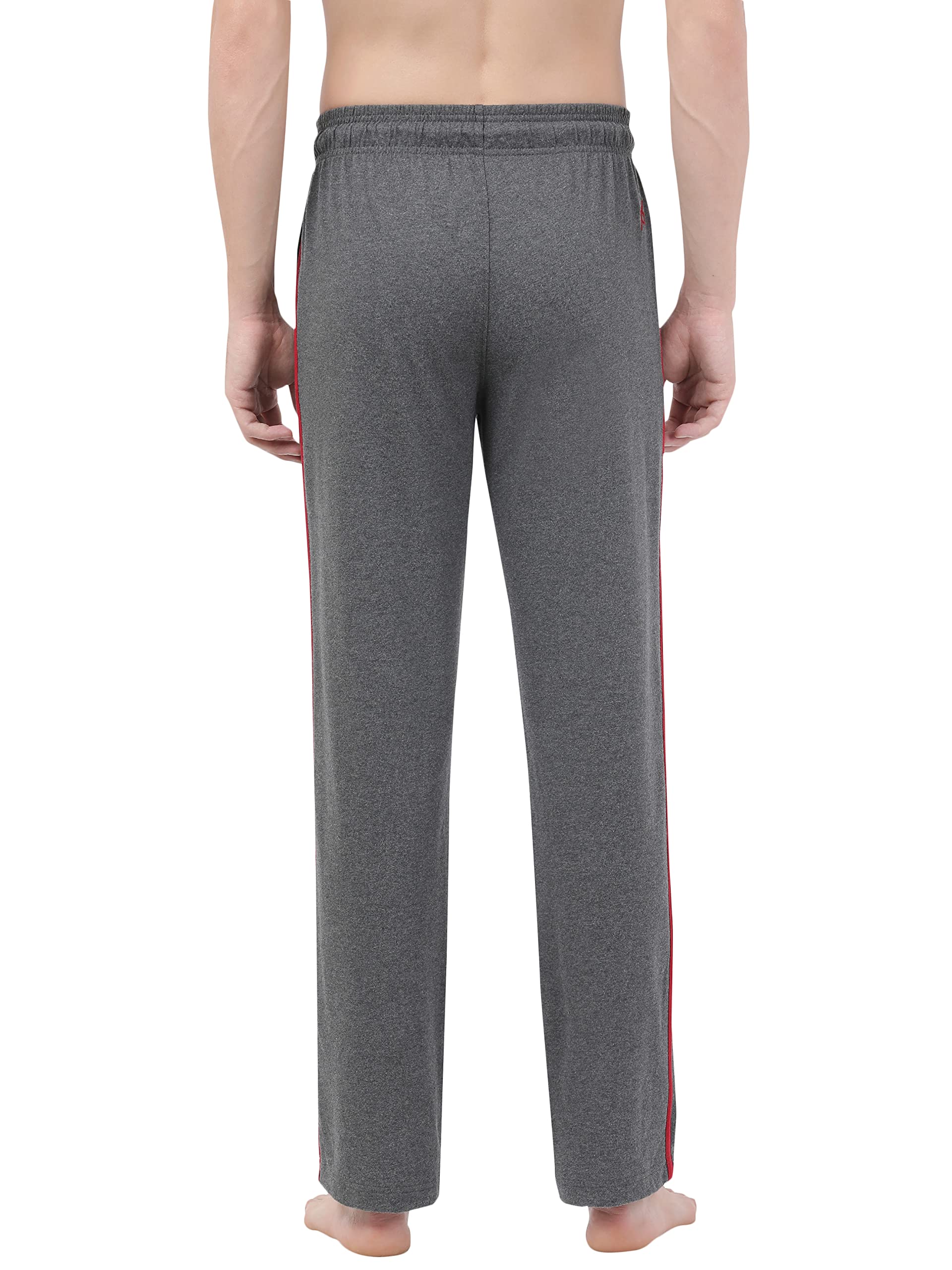 Jockey Men's Trackpants - Charcoal Melange & Shanghai Red - Image 3