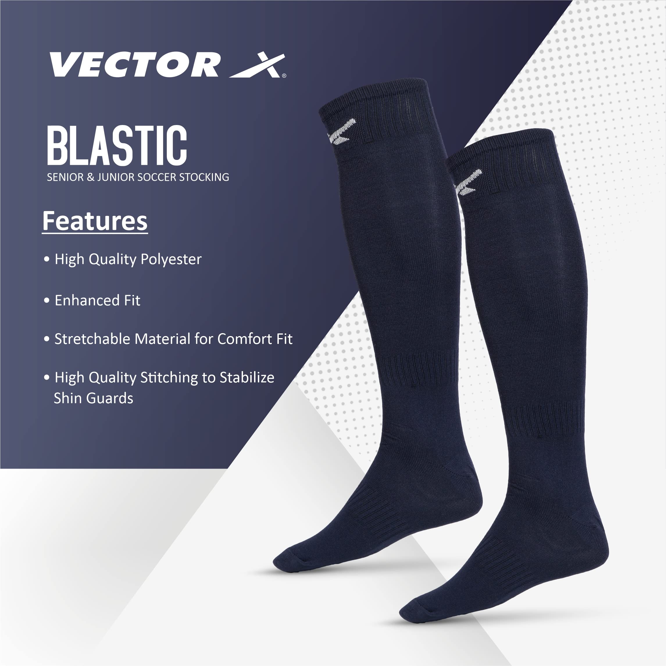 Vector X Plain Blastic Stockings for Unisex - Polyester - Image 3