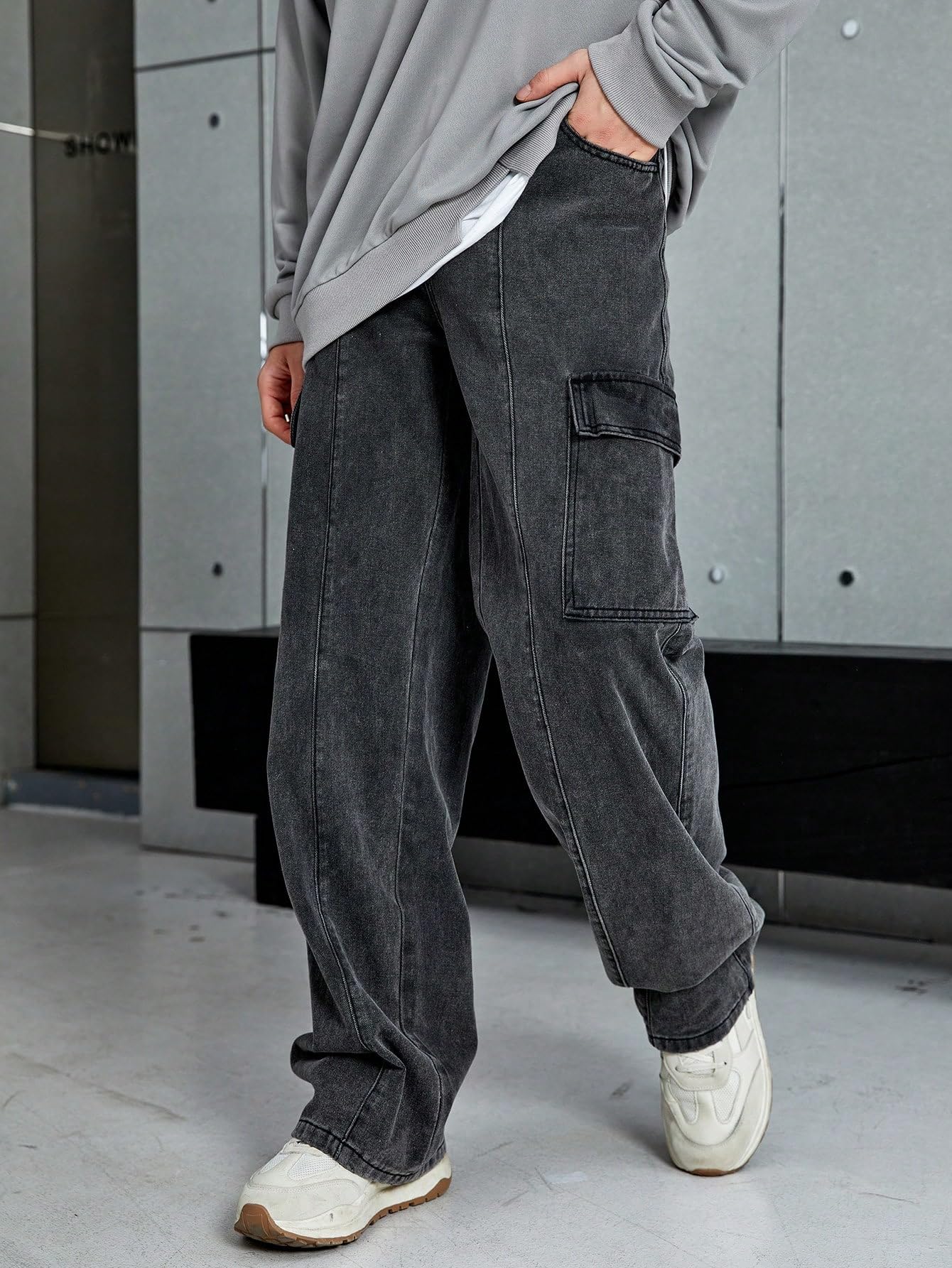 KOTTY Men's Cargo Jeans - Rich Black - Image 3